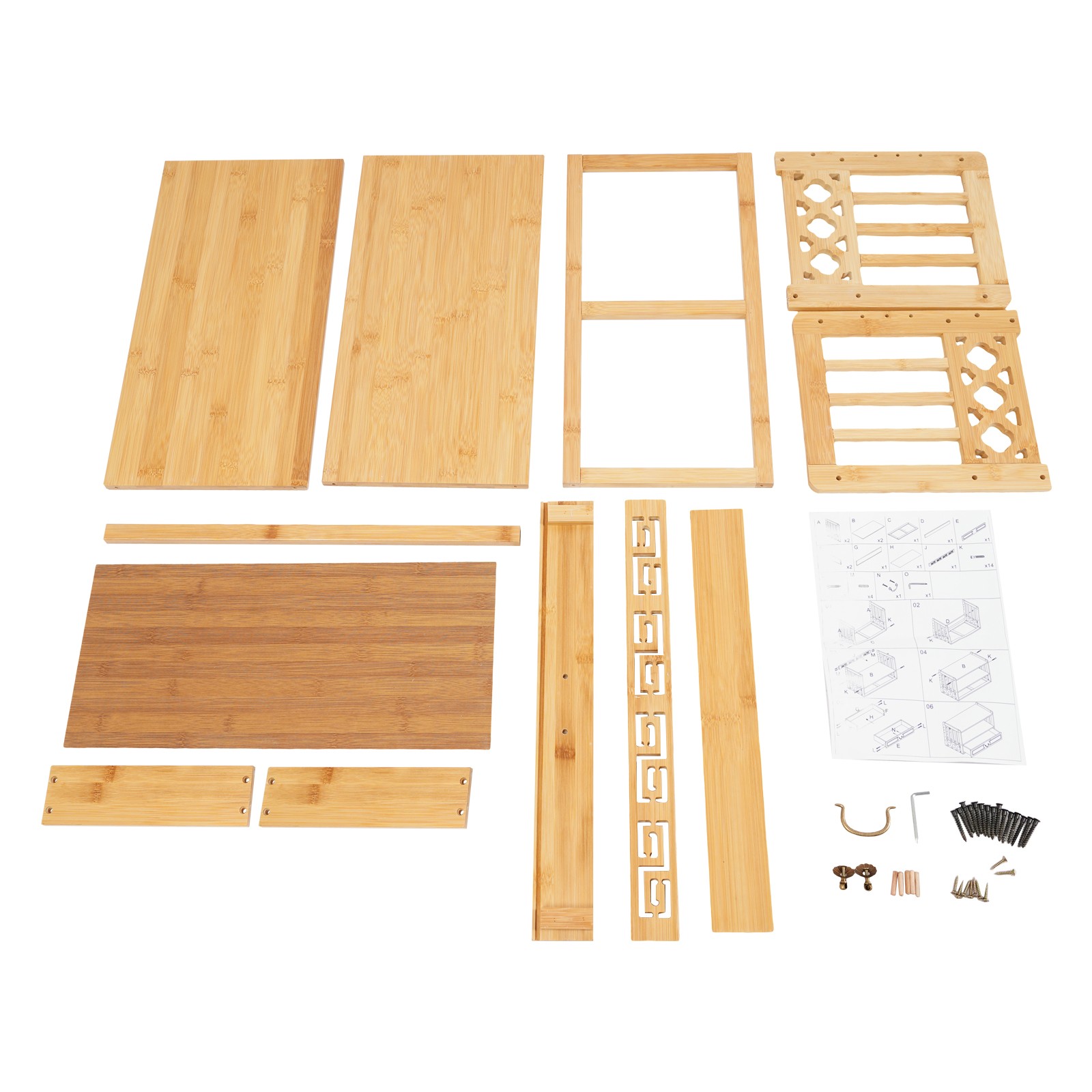 Meditation Storage Table with Drawer, Bamboo Desktop Organizer Chinese Style