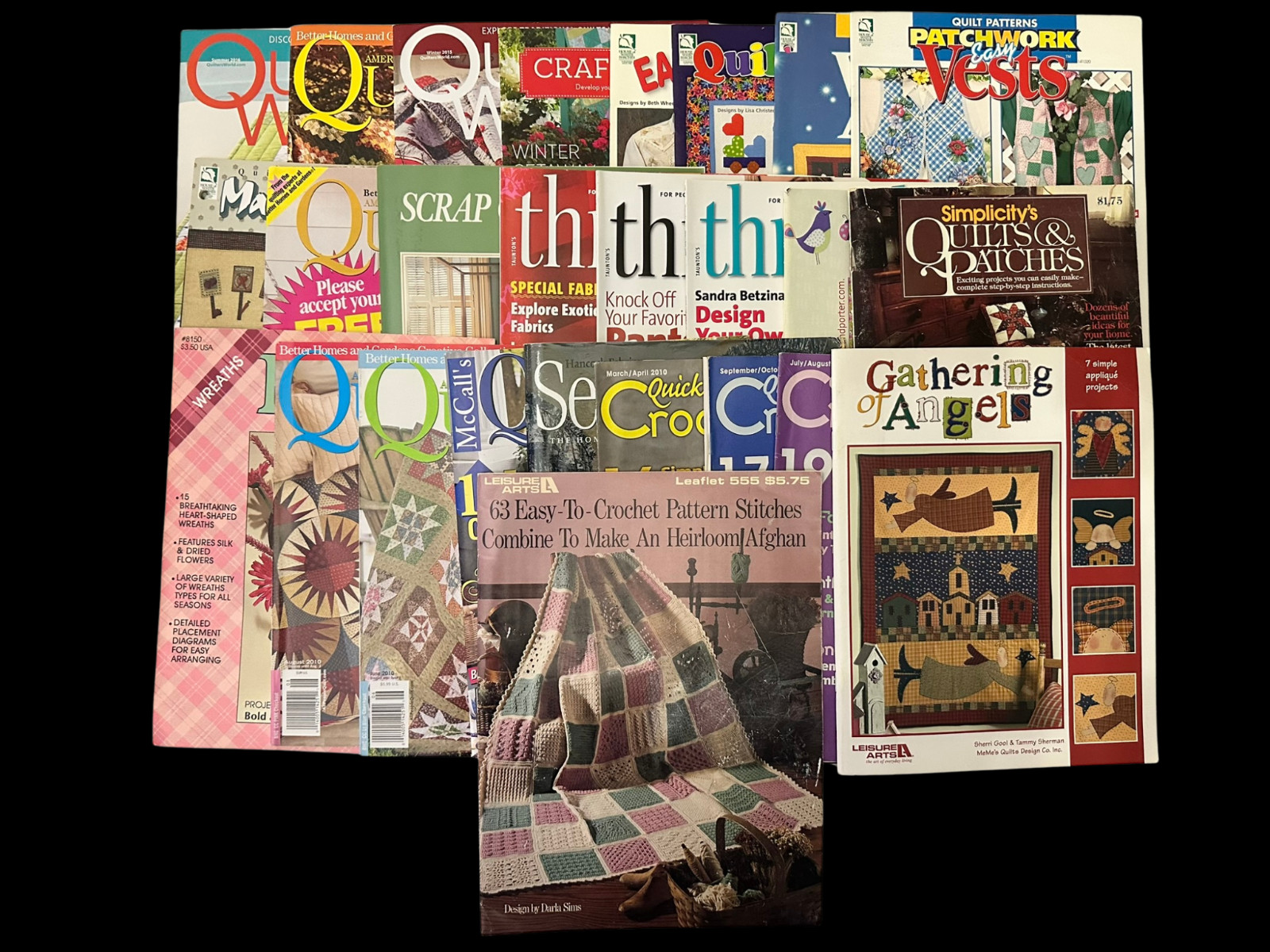 25 Crochet Sewing Quilting Craft Magazines Lot Patterns Projects Mixed Bundle