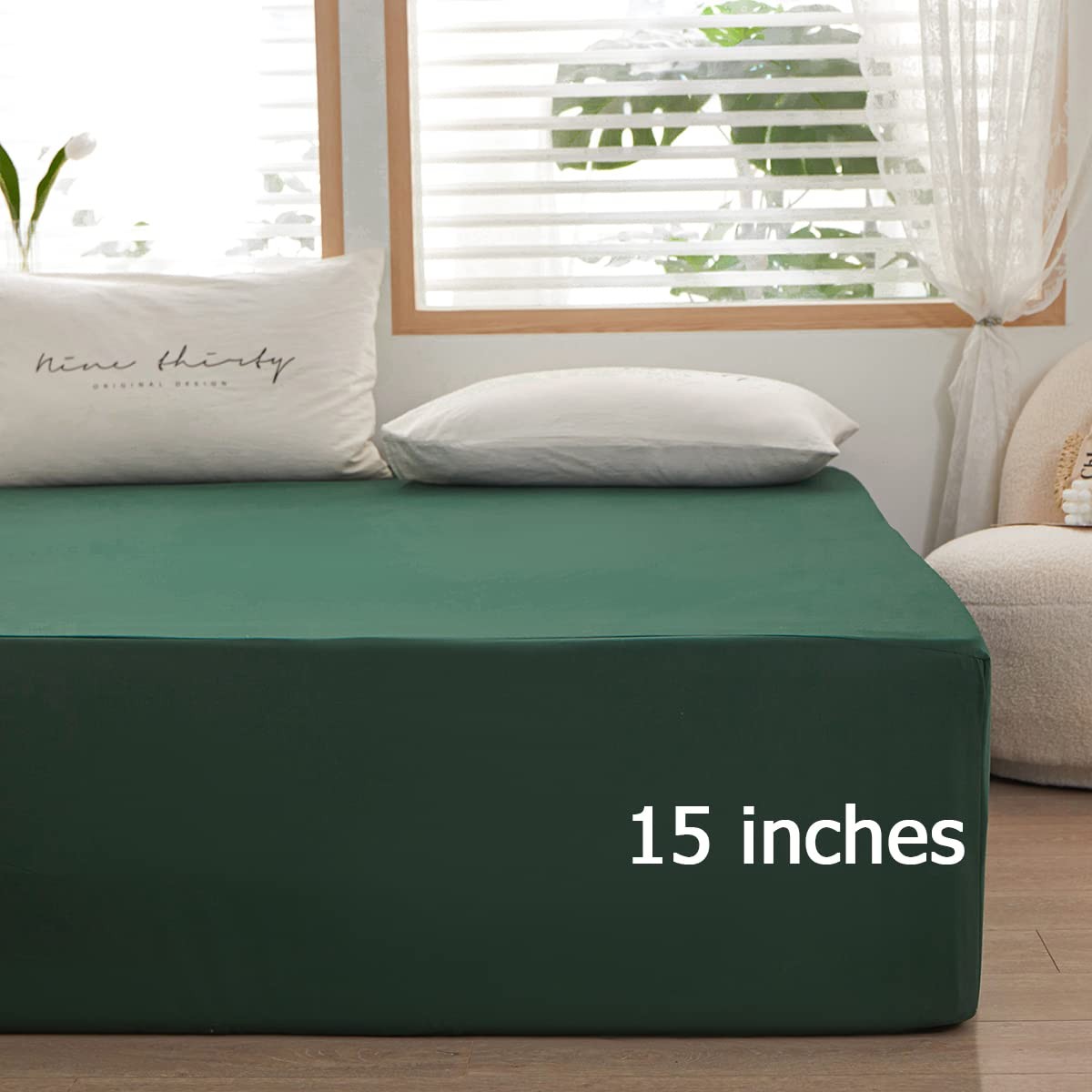 Twin Fitted Sheet Only Dark Green Deep Pocket Microfiber Soft Bedding 1 Piece