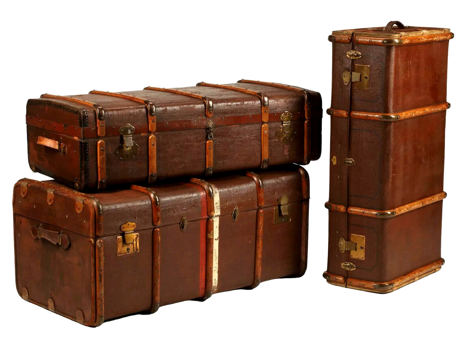 Luggage, Suitcases, Trunks, Travel, Set of 3,  Medium Brown Tones, Vintage!!