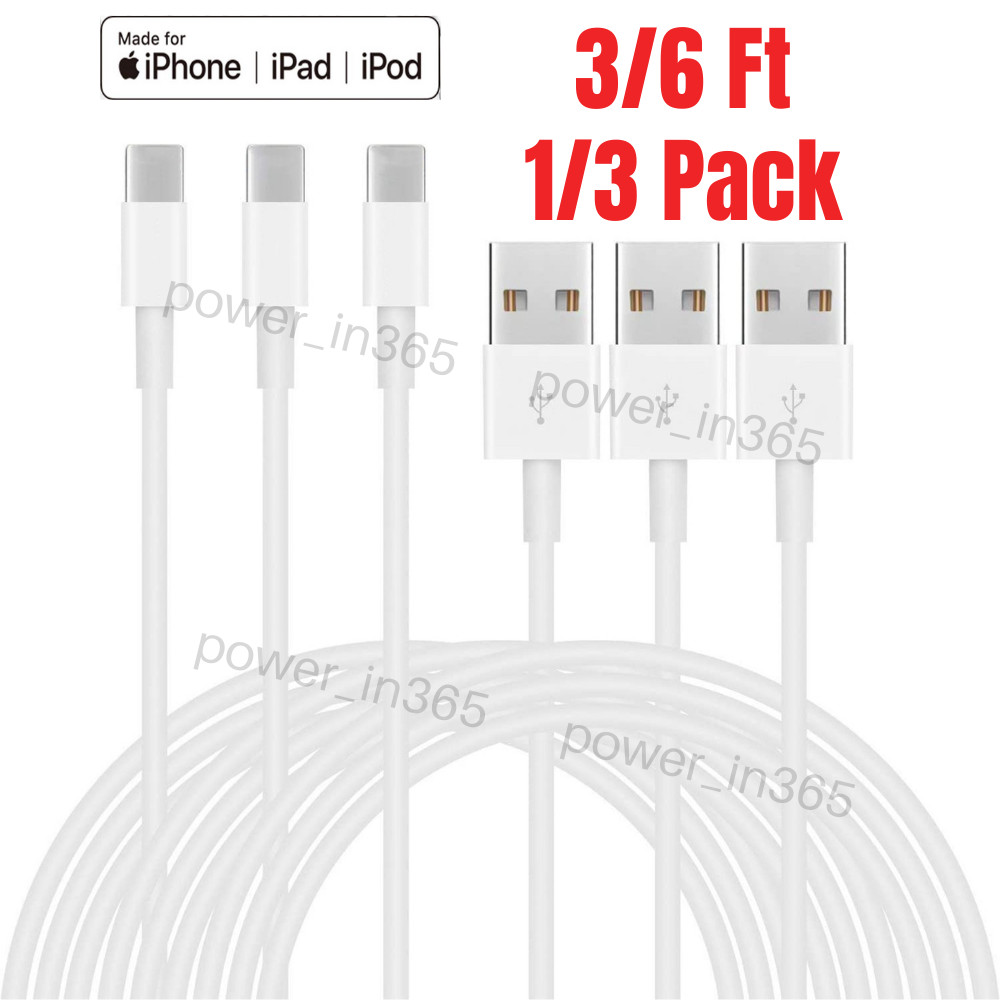 3/6Ft USB Charger Cable For Apple iPhone XR 6 7 8 XS 11 12 13 Charging Cord Lot