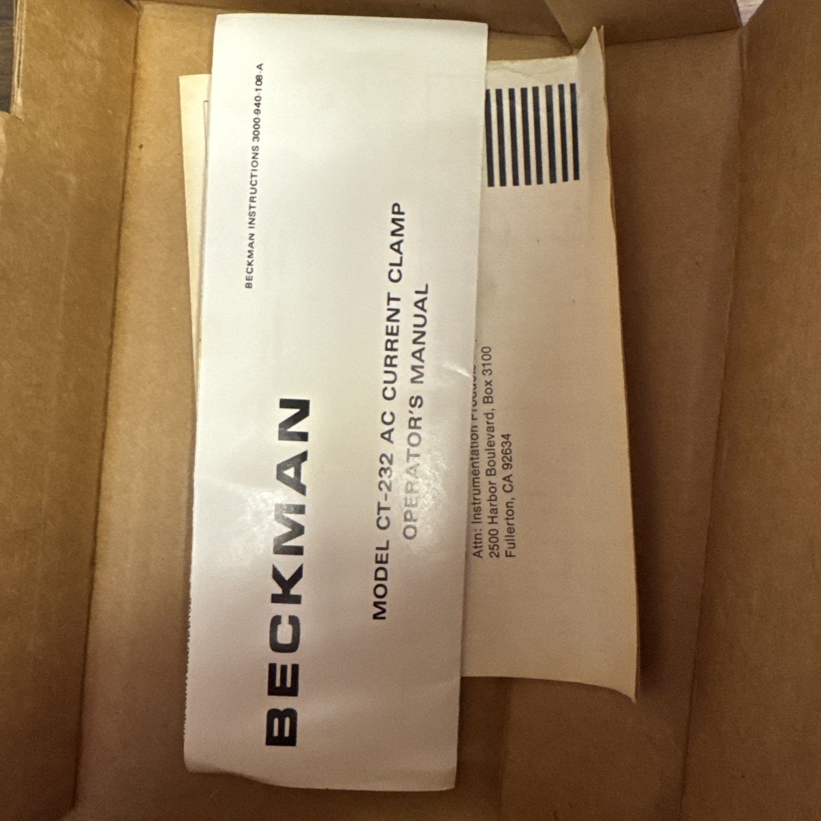 Vintage Beckman AC Current Clamp Model CT-233