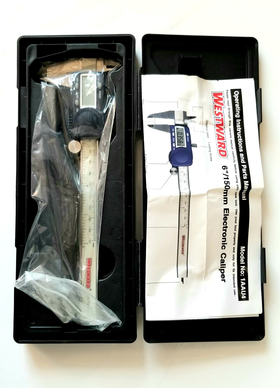 Westward Digital Caliper, 0-6 In, 1.5 In Deep Jaw