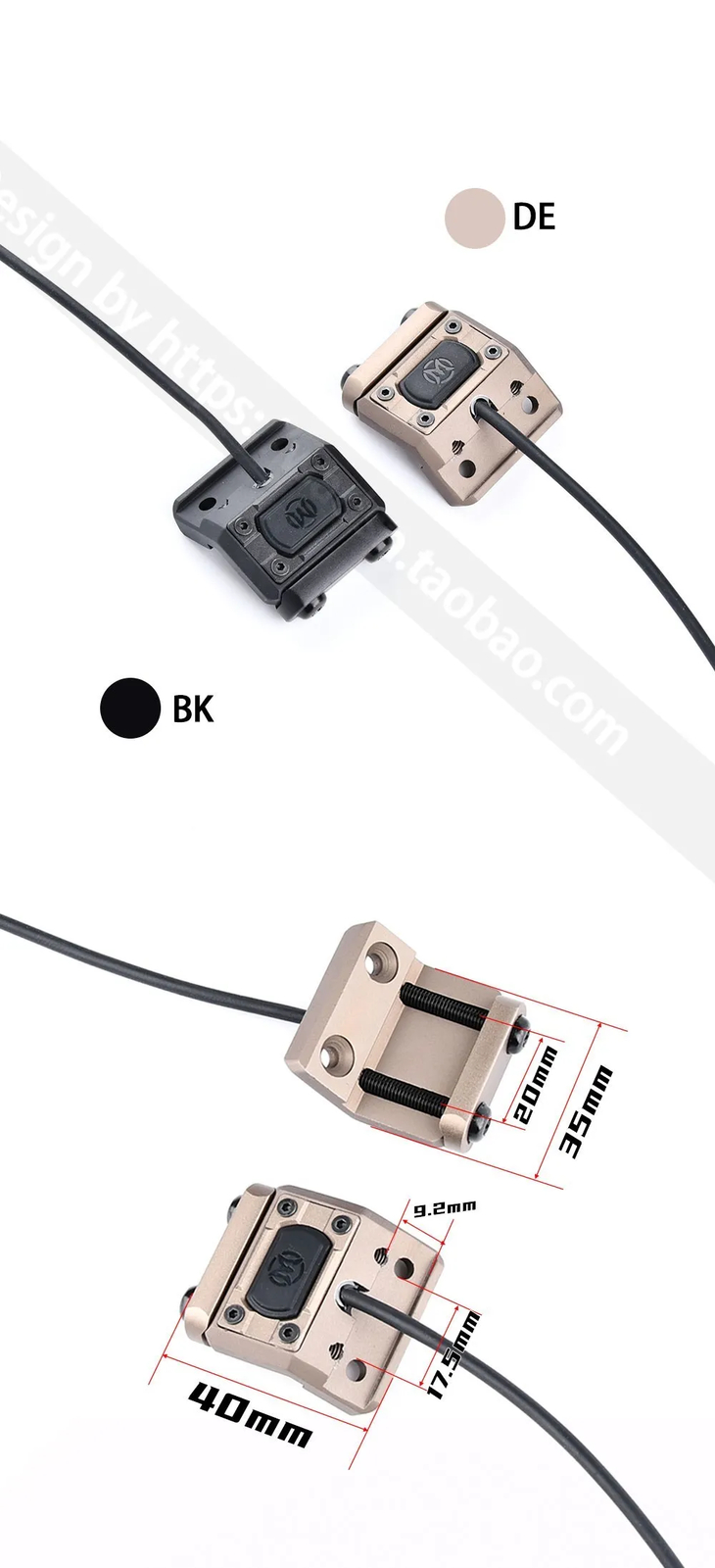 Metal Modbutton Tactical Remote Pressure Switch Crane Plug for OGL DBAL-A3 Laser