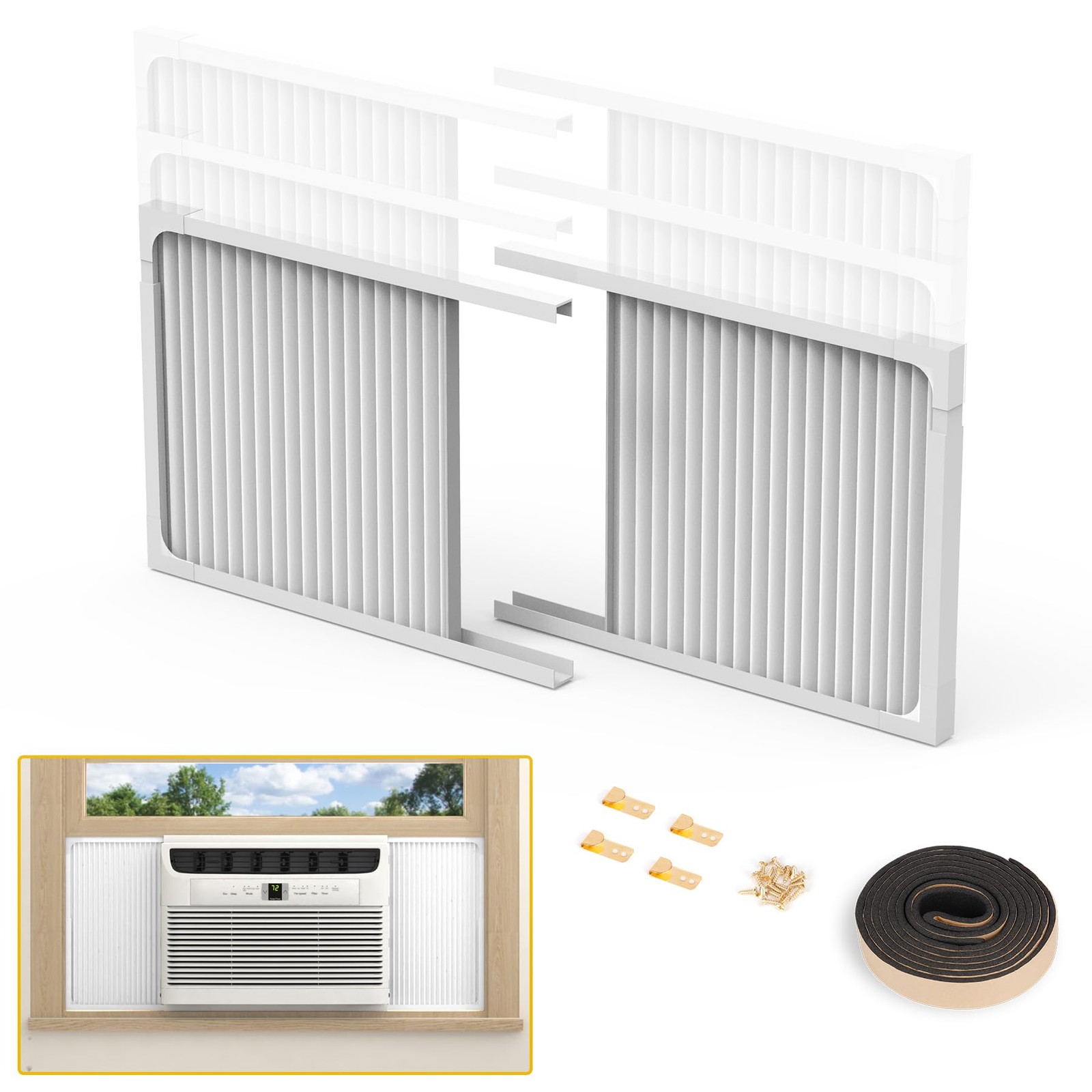 Window Air Conditioner Side Panels with Frame,Adjustable Extra Wide Air Condi...