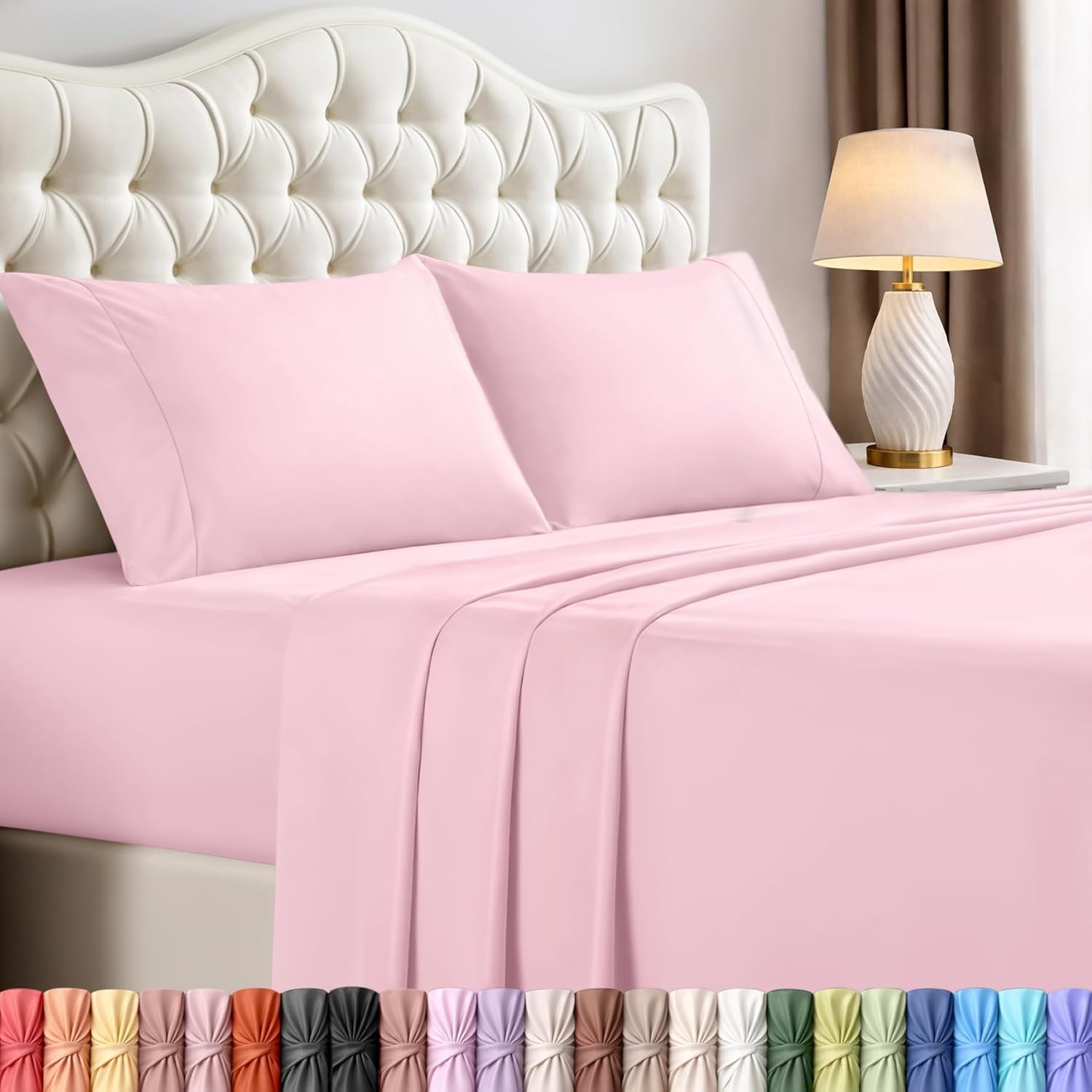 Queen Size Sheet Set 4 Piece Bed Sheets Soft & Breathable Microfiber Grey