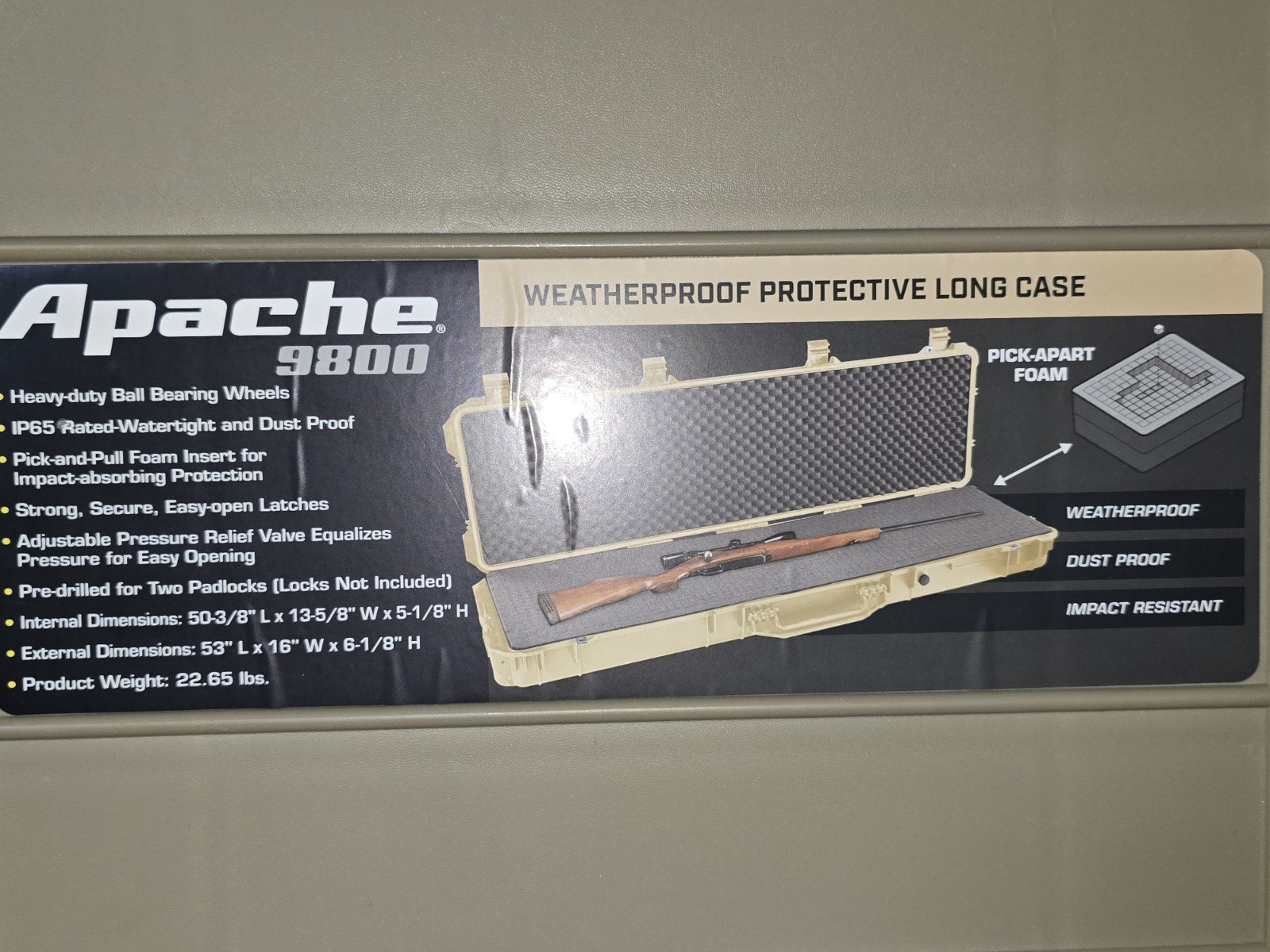 APACHE 9800 Weatherproof Protective Roller Case, Long, Tan☆