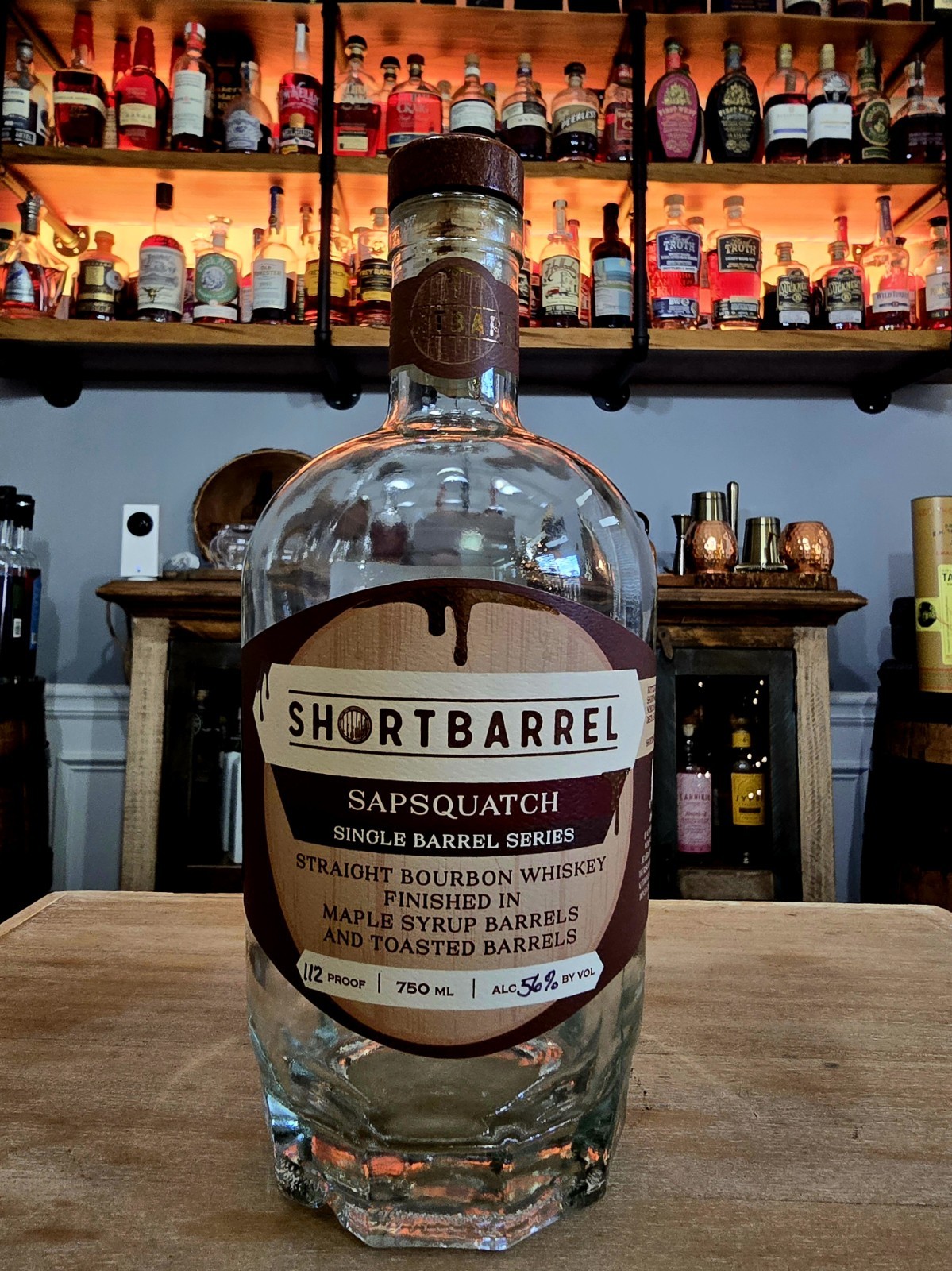 Shortbarrel limited release Sapsquatch Single Barrel empty bottle w/ cork