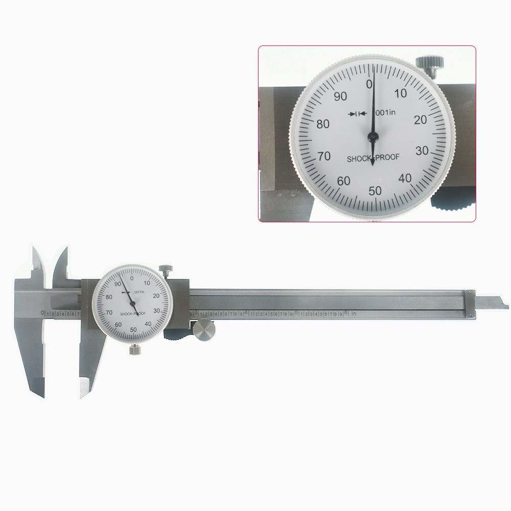 US 6 Inch Dial Caliper Shockproof Gauge 0.001" Of One Inch Carbon Steel