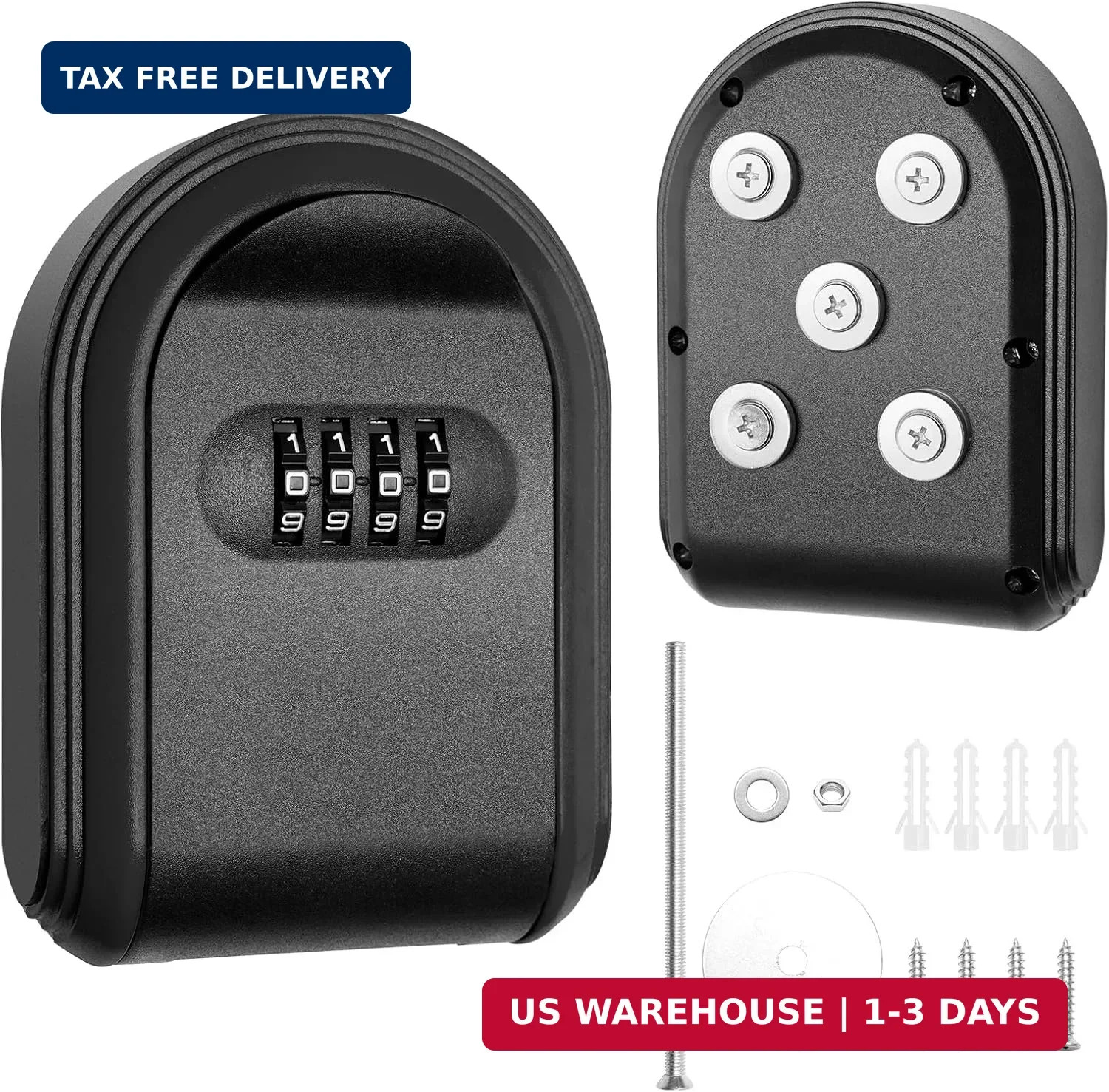 Magnetic Key Holder with Lock, Magnet Key Lock Box Hidden Under Car, Secure 4-Di