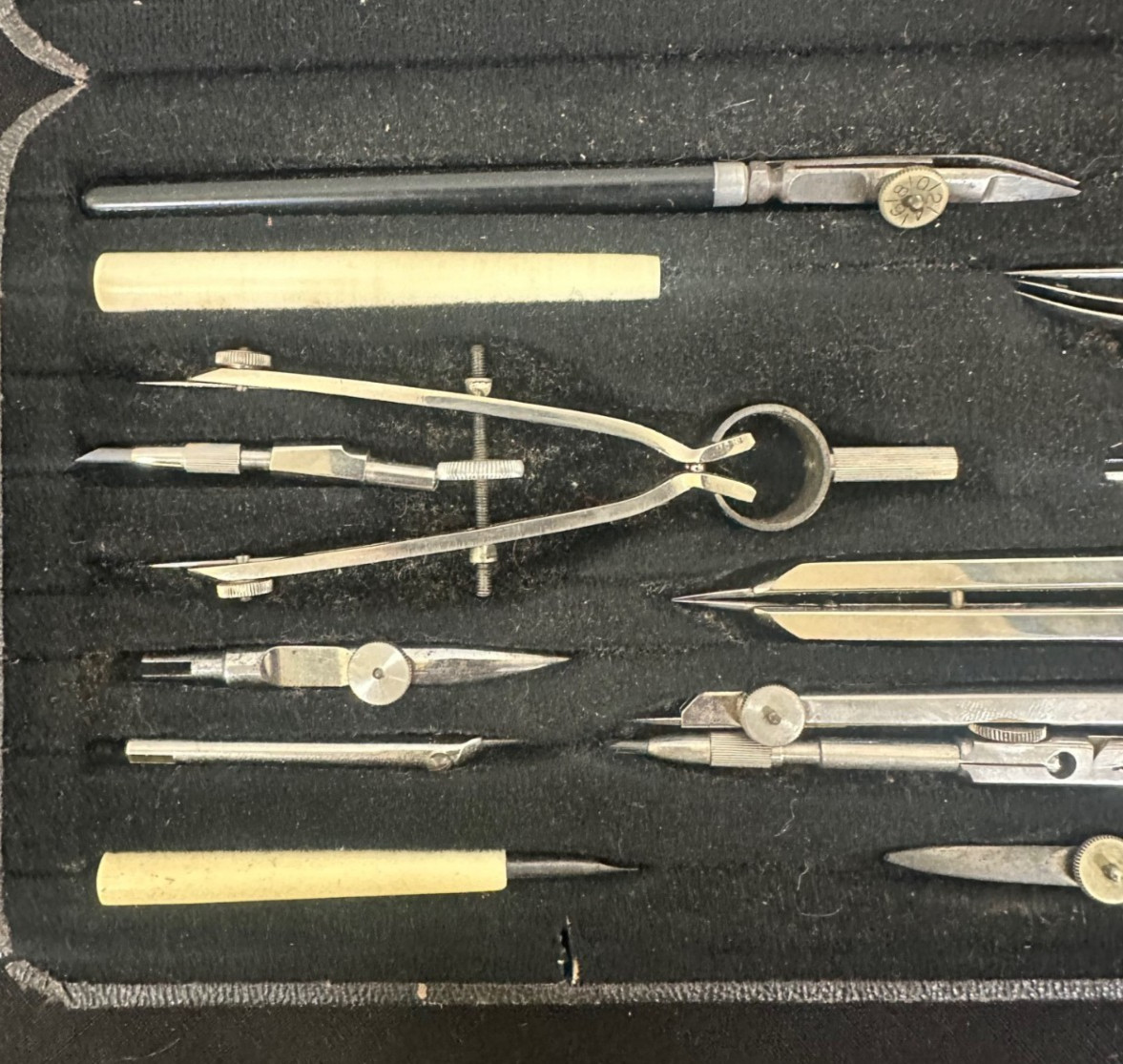 Antique Maho Draughtsman Instrument Set Technical Drawing Engineer Architect