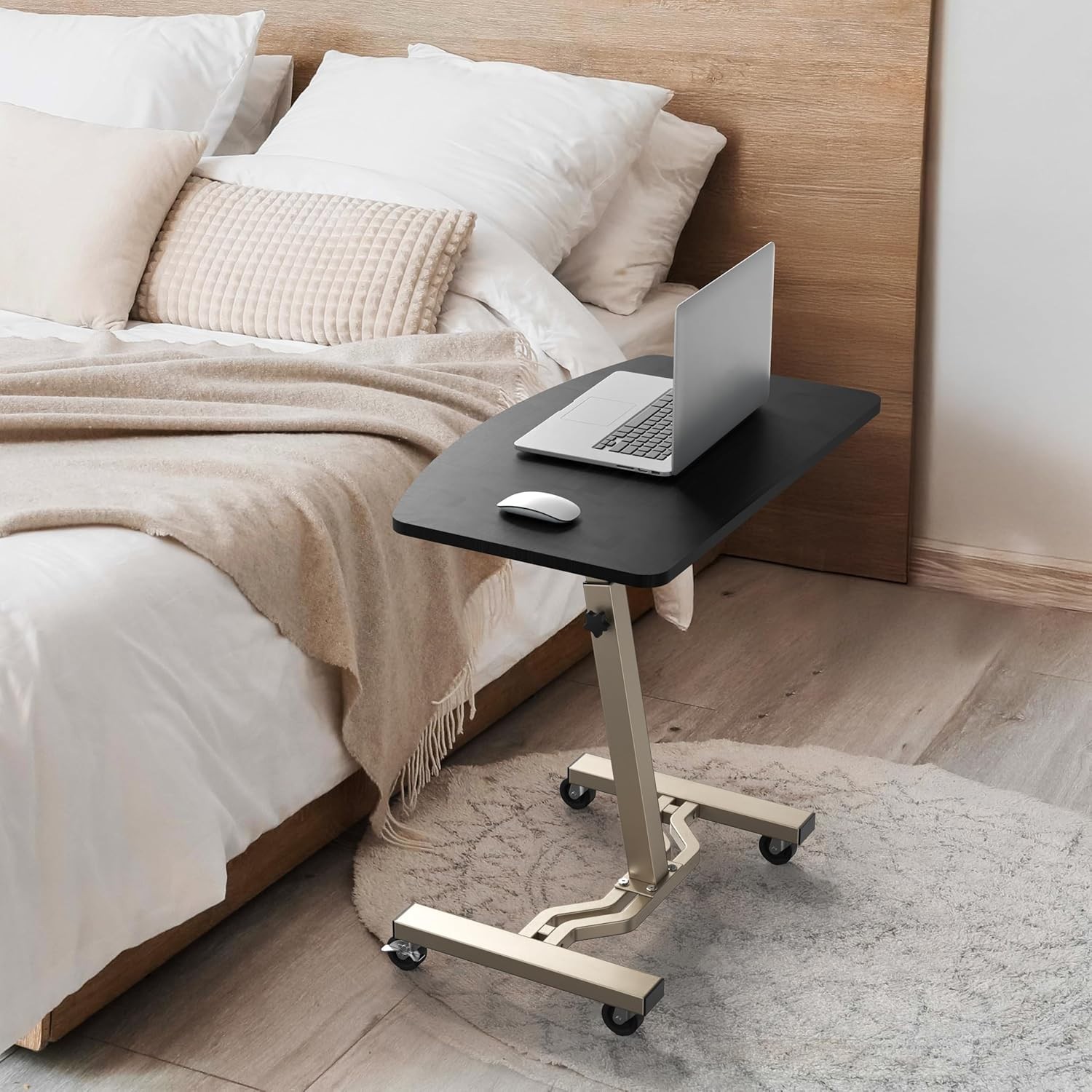 Height Adjustable Mobile Laptop Stand Desk Rolling Cart, Height Adjustable fr...