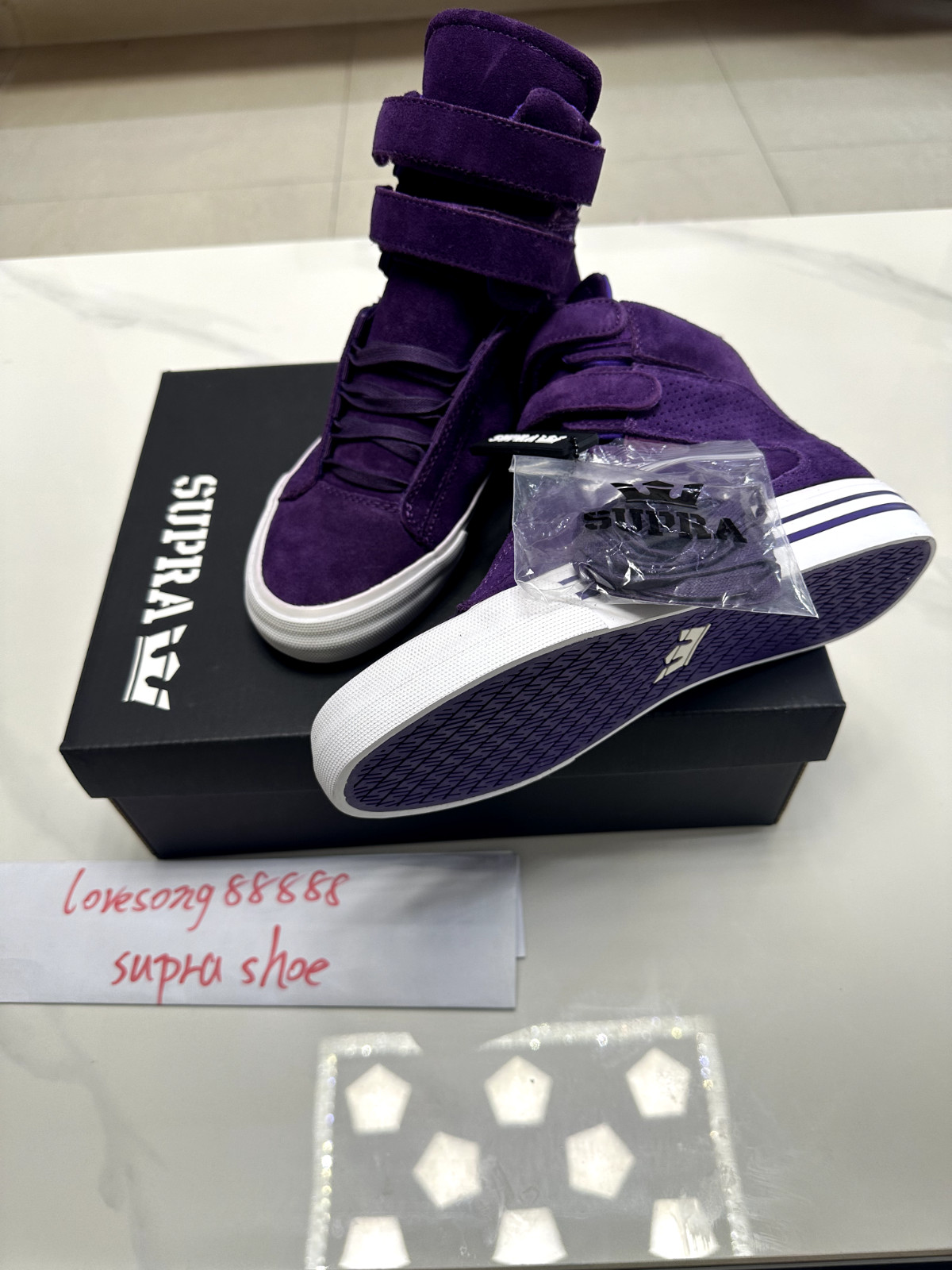 Lovesong Supra TK Society Purple White Premium Suede Perforated Men's  Shoes