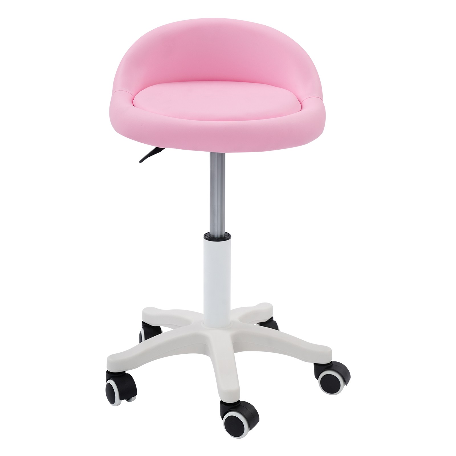 Salon Stool Pink Adjustable Height 14.57-19.69 Inch PU Leather Beauty Spa Chair