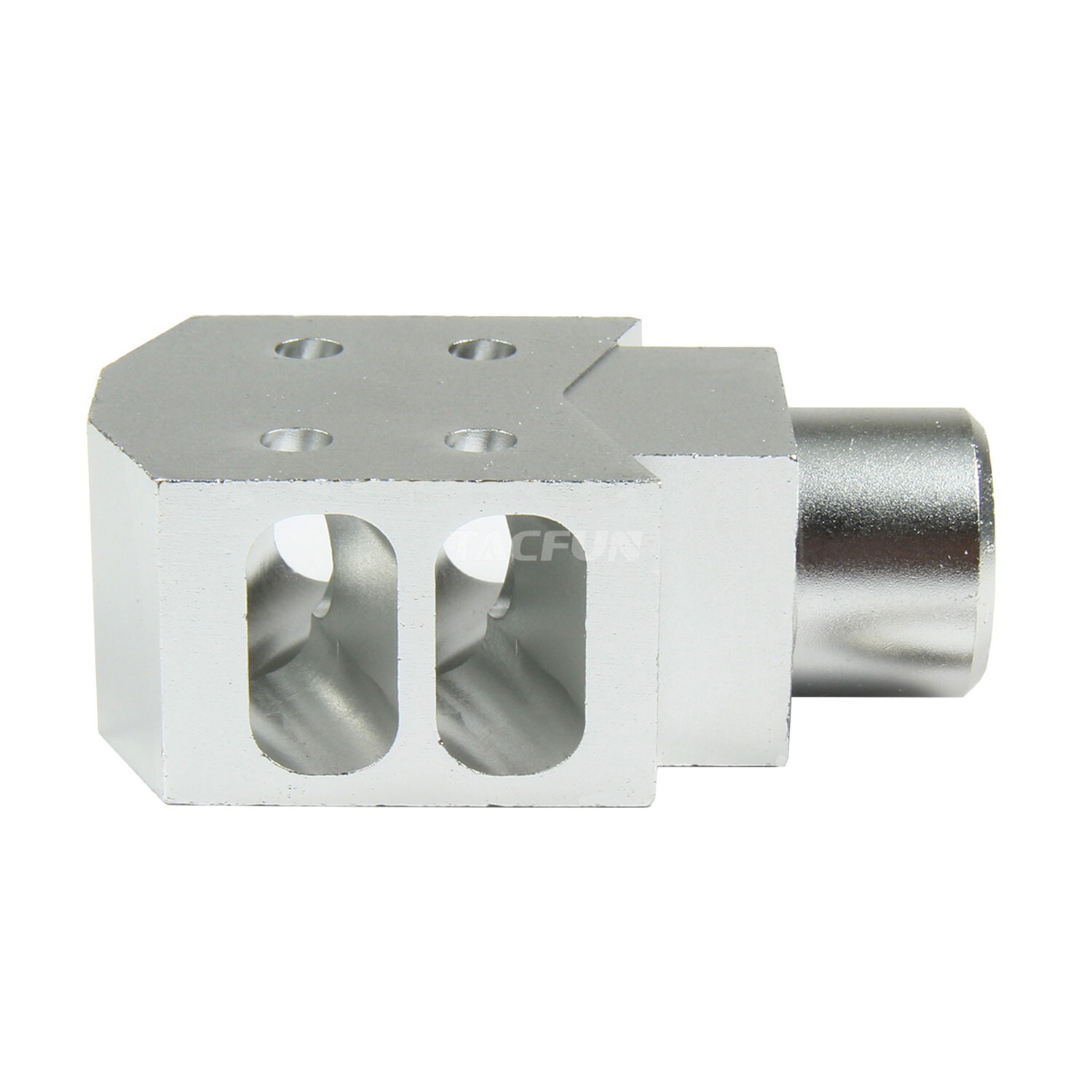 SILVER Compact Tanker Style Muzzle Brake 1/2x36 TPI for 9MM