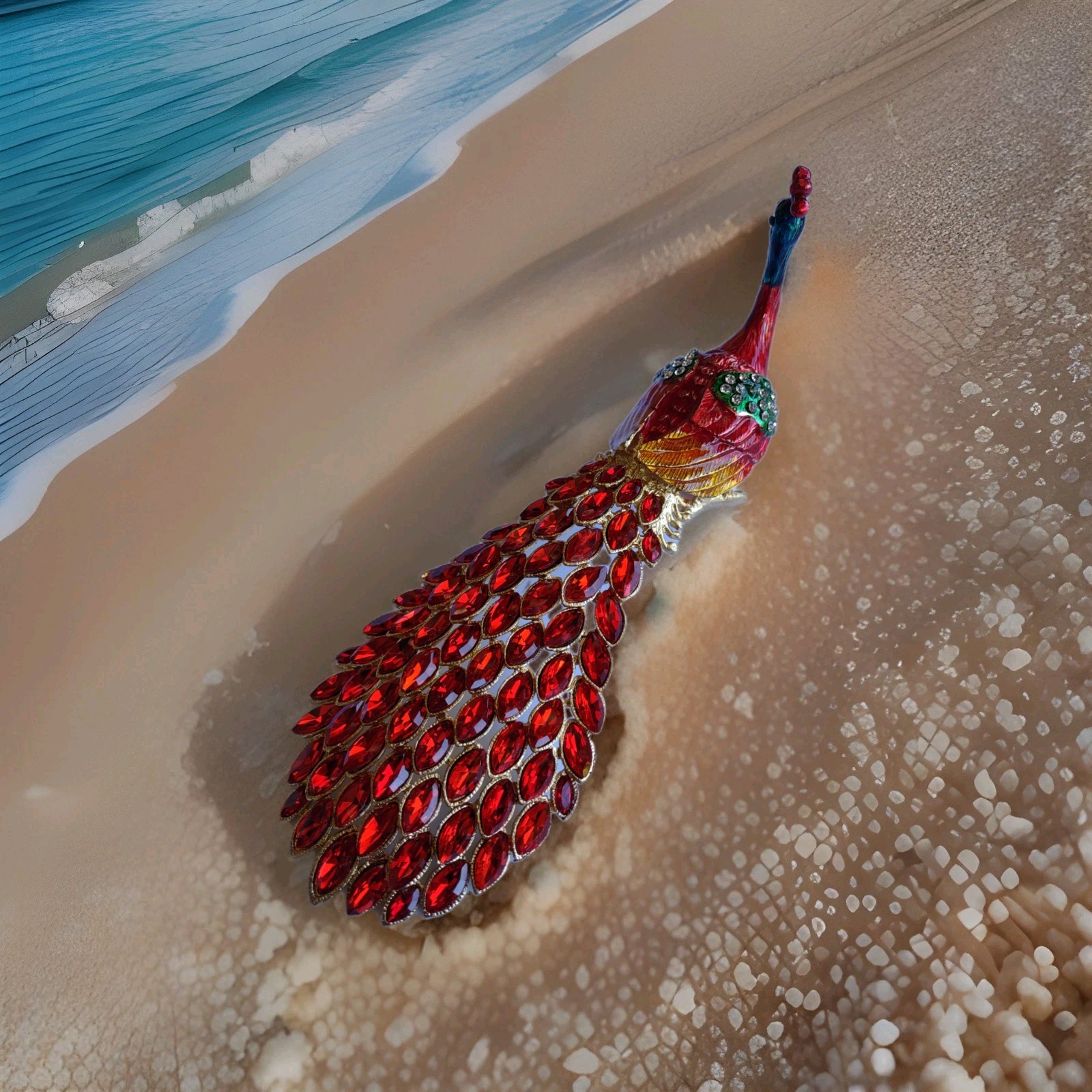 Red Peacock Trinket Box