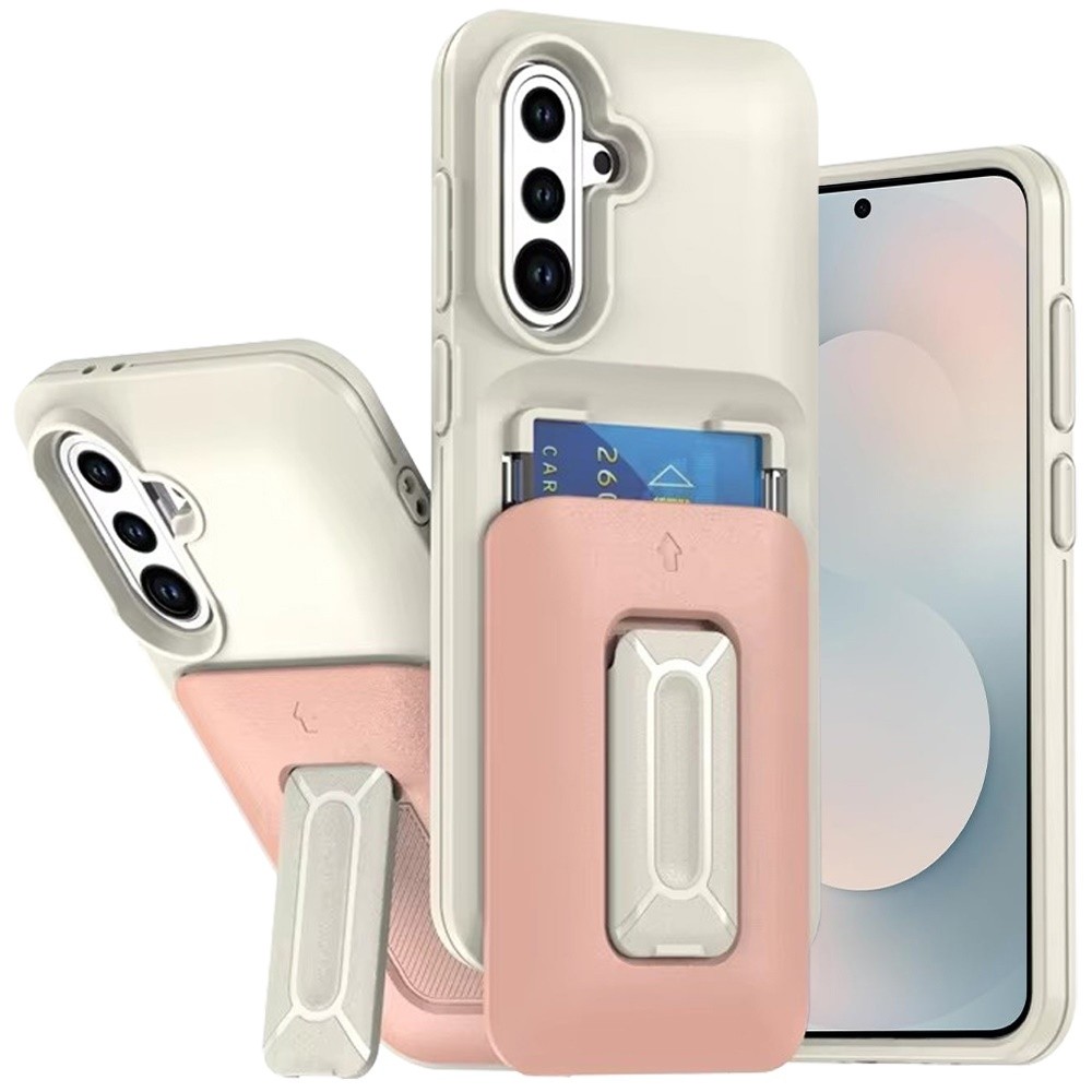 For Samsung S26 6.3" Case Card Holder with Kickstand and Strap + Tempered Glass