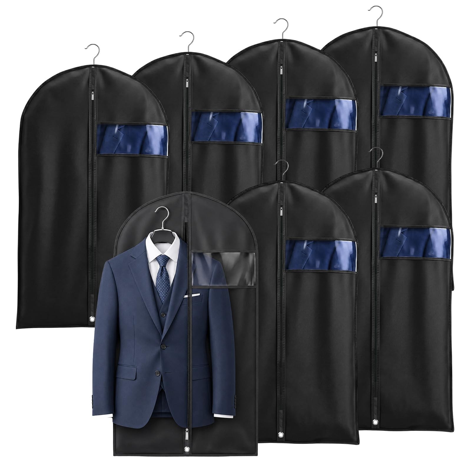 8 Pcs Garment Bags Suit Bags 24 x 40 Inch, Suit Cover Bag for Men, GarmentBag...