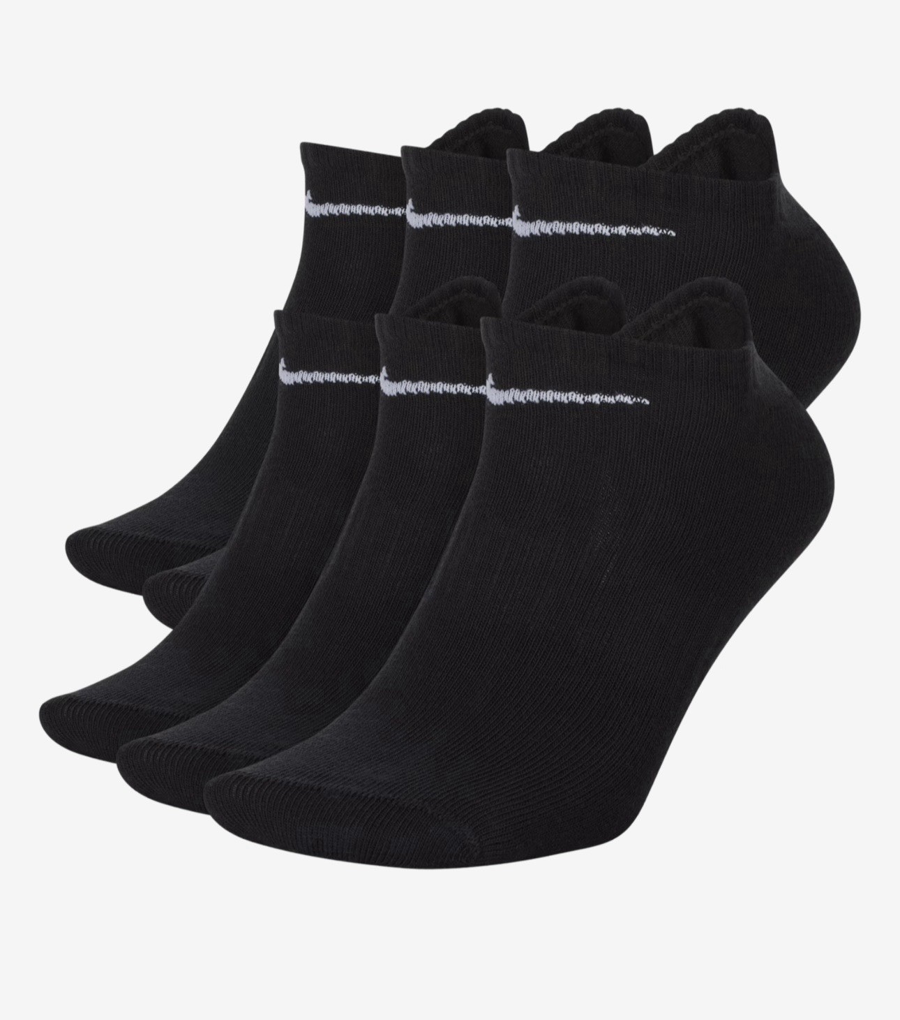 Nike Everyday Dri-Fit Cotton Cushioned 6-Pack No Show Socks Black Size XL