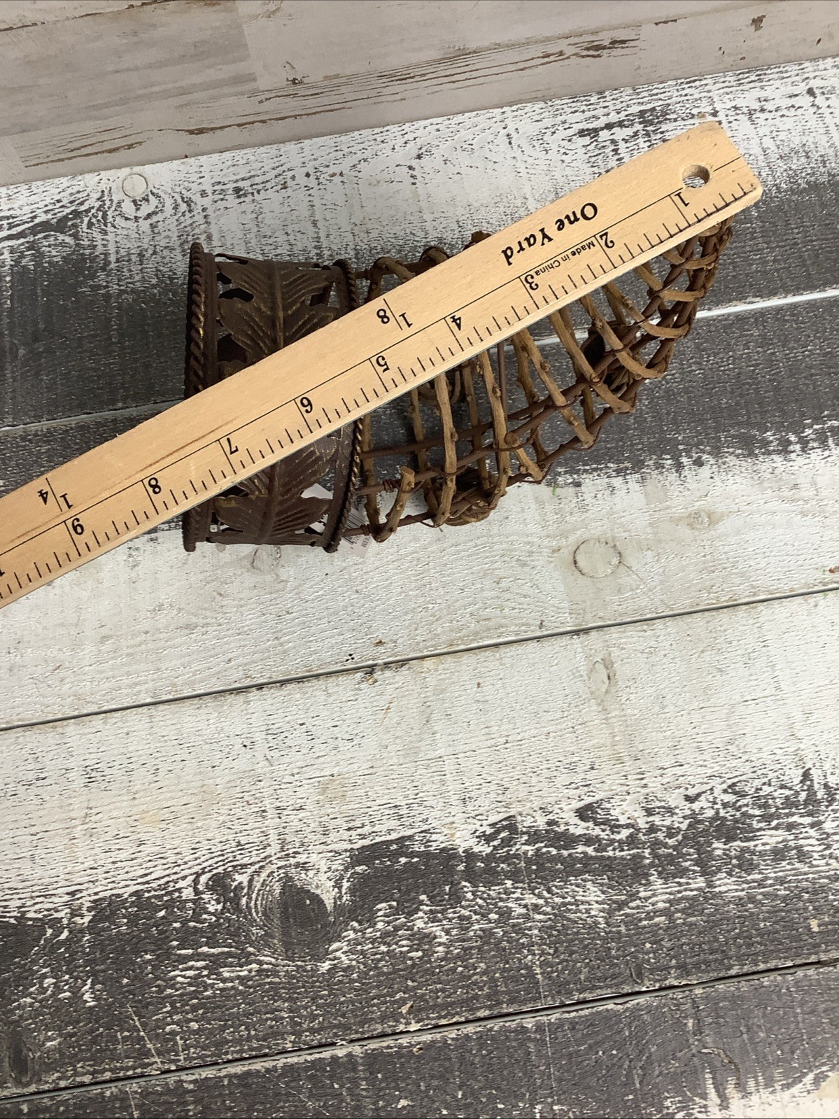 Cornucopia Metal Rim And Vine Basket 8"