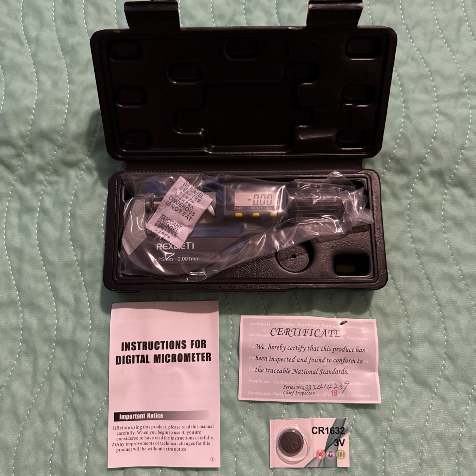 REXBETI Digital Caliper Micrometer Measuring Tool 0-25mm.  0.001mm