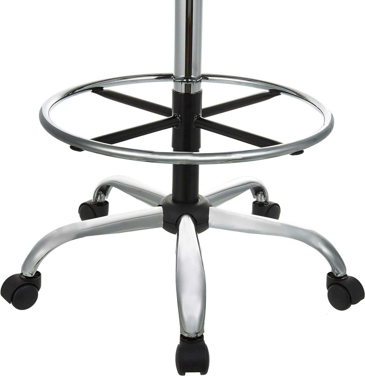 AmazonBasics Adjustable Drafting Spa Bar Stool w/ Foot Rest, Wheels - Black