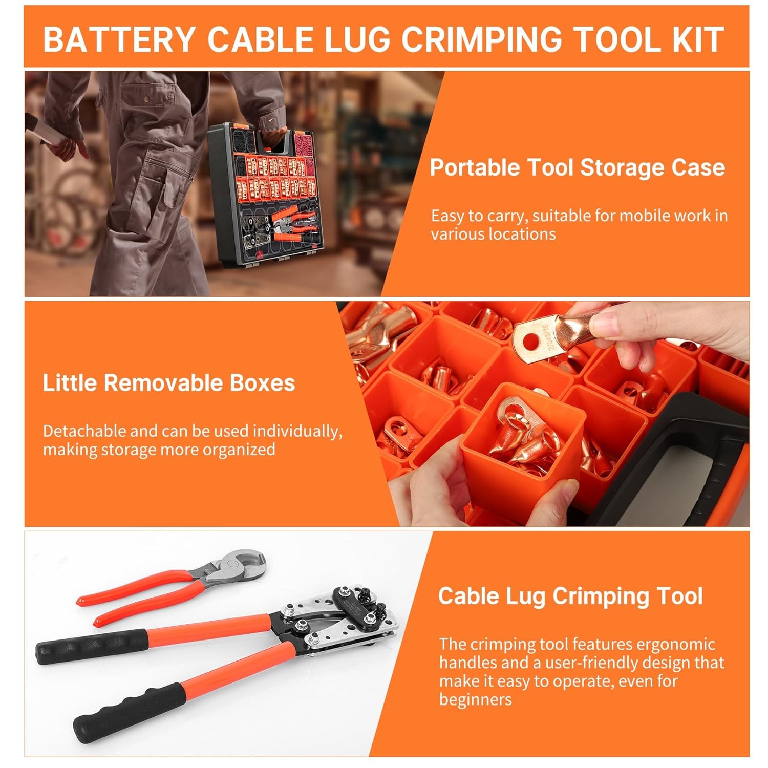 Kuject Battery Cable Lug Crimping Tool Kit