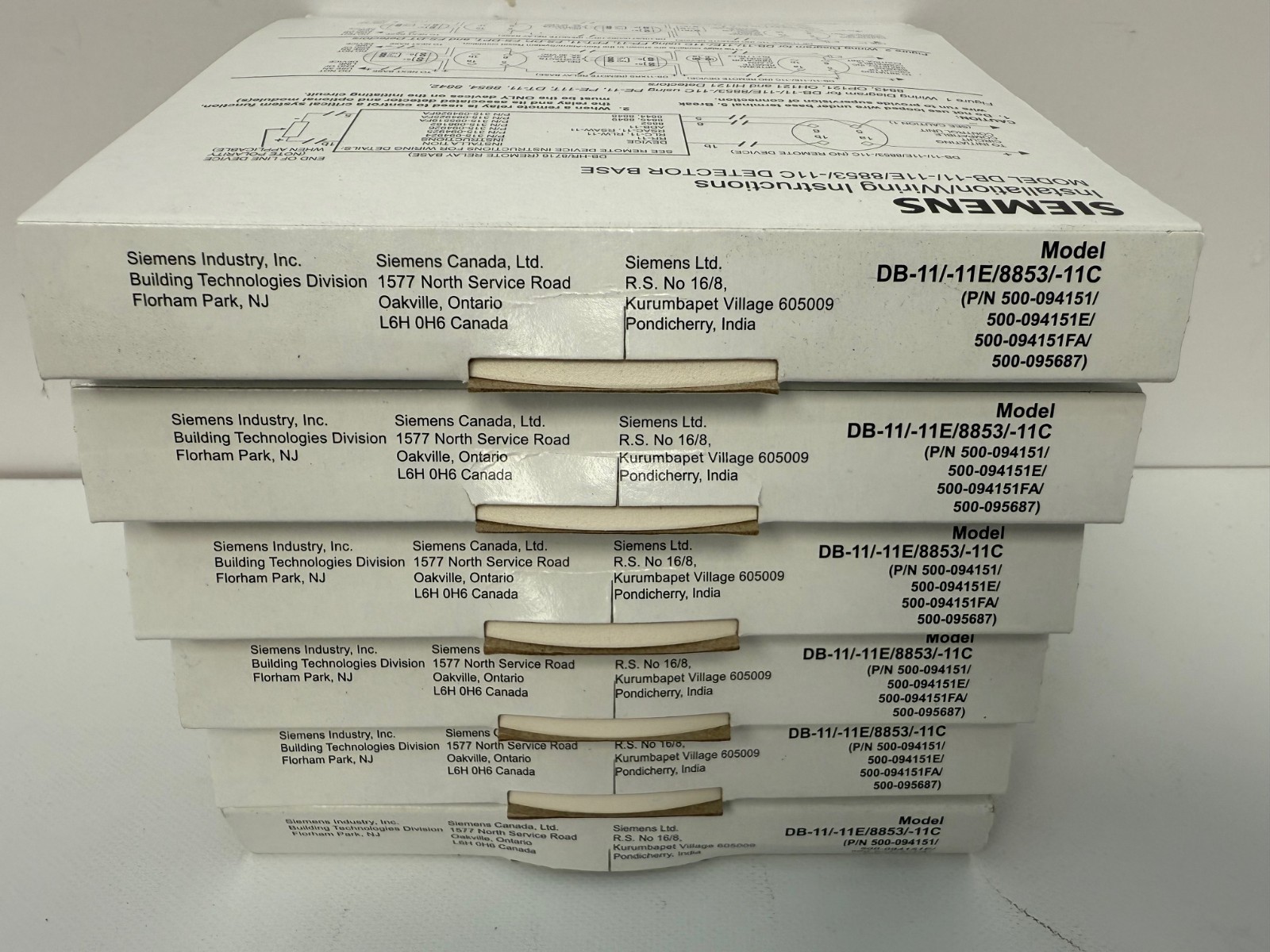 SIEMENS DB-11 /-11E/8853/-11C DETECTOR BASE ASM 500-094151 NEW LOT QTY 6