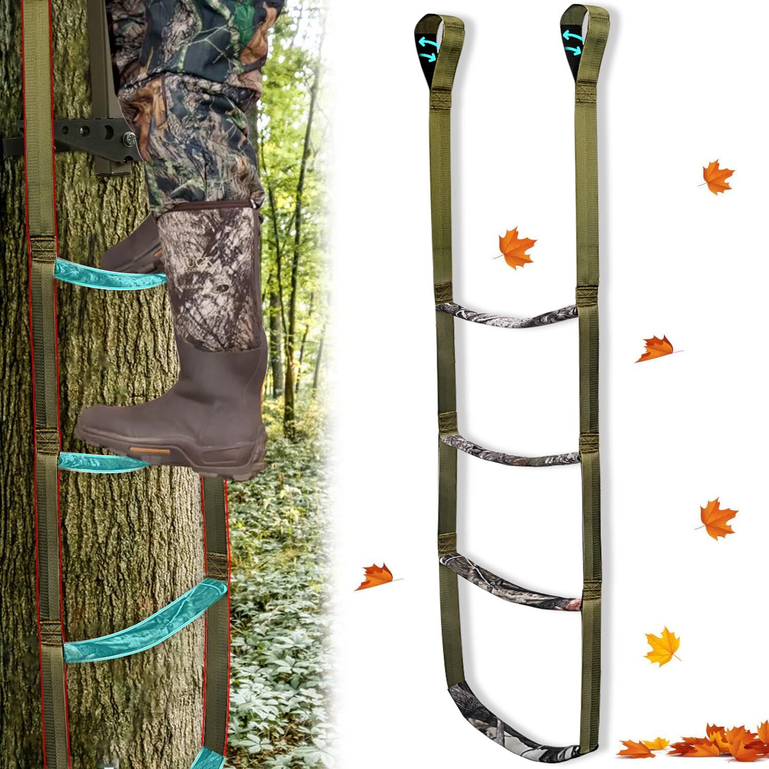 Step Climbing AiderClimbing Stick Aiders for Hunting Rope 3 Green