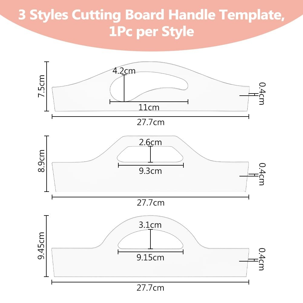 3Pcs Handle Template Cutting Board 3 Styles Templates for Woodworking Acrylic