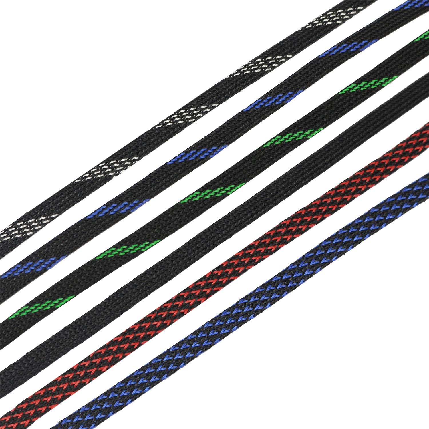 30ft PET Expandable Sleeving Wire Cable Sleeve 1/4, BlueBlack