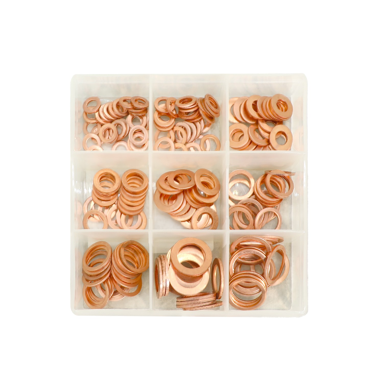 200PCS Solid Copper Crush Washer Gasket Set Flat O-Ring Seal Assortment Kits US
