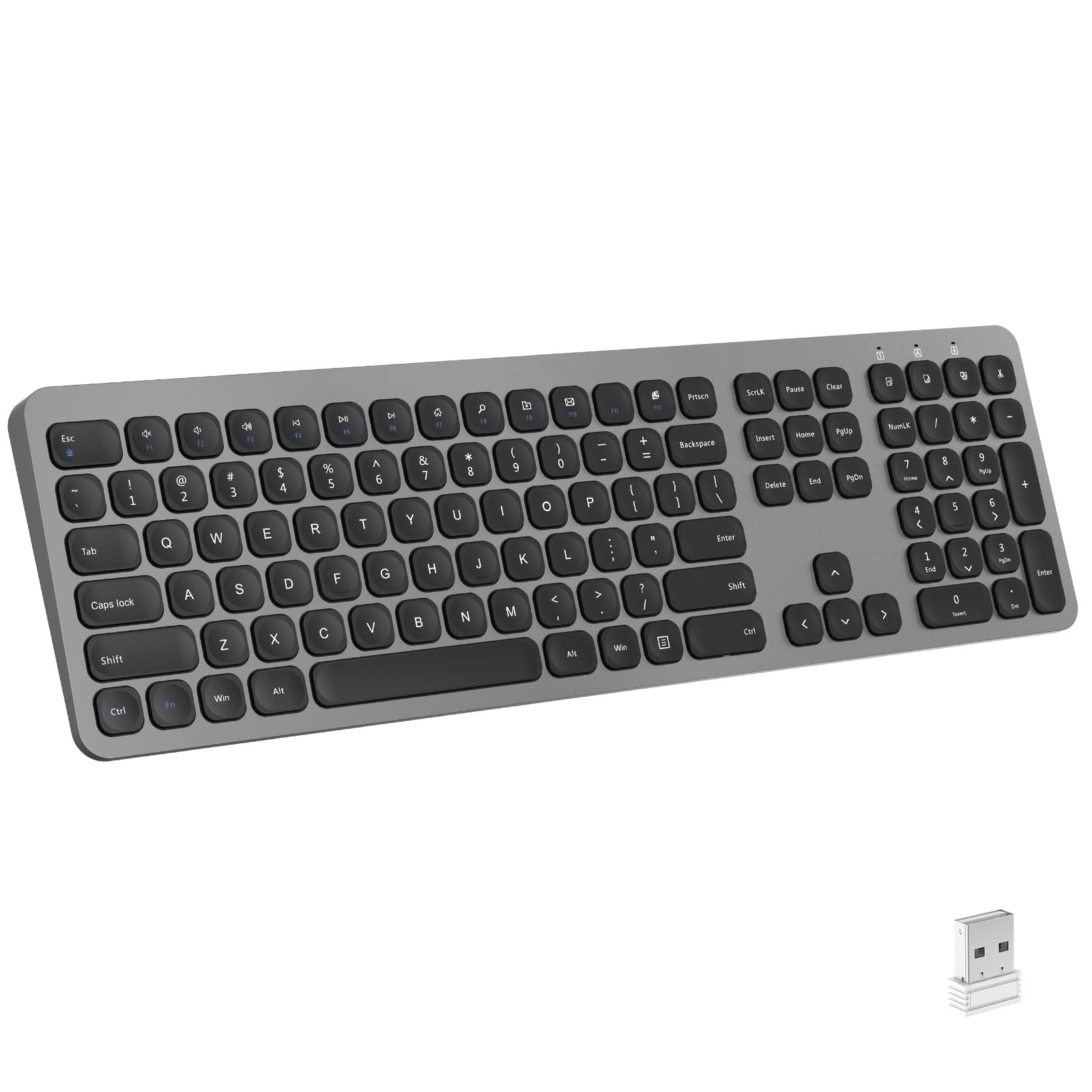 cimetech 2.4GHz Wireless Keyboard with Number Pad Full KF003-Grey, KF003-Grey