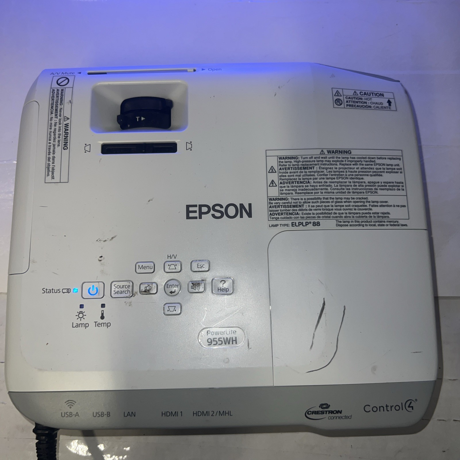 Epson PowerLite 955WH WXGA 3LCD Dual HDMI Projector -Tested