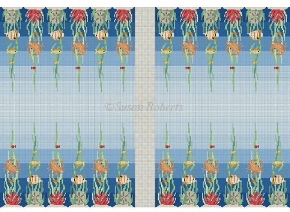 Needlepoint Handpainted Susan Roberts Backgammon Board Ocean Floor