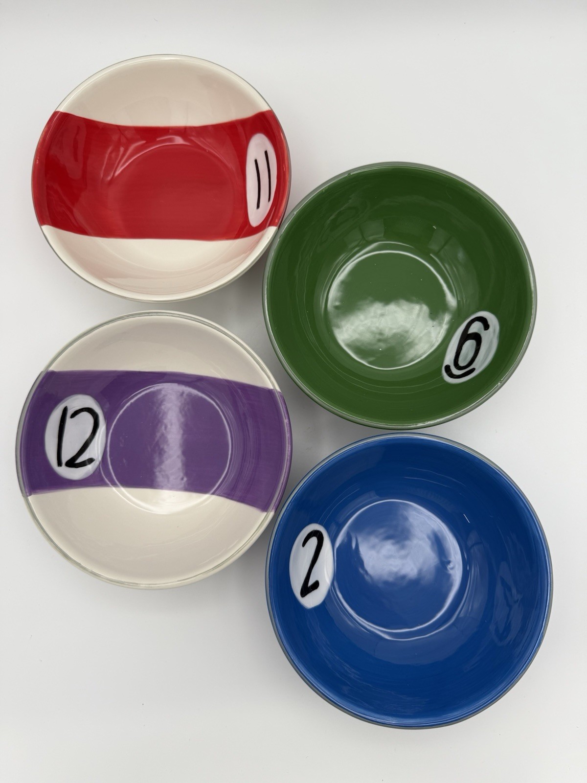 VTG Clay Art Ceramic Billiards Pool Ball  Snack Bowls Set Of 4