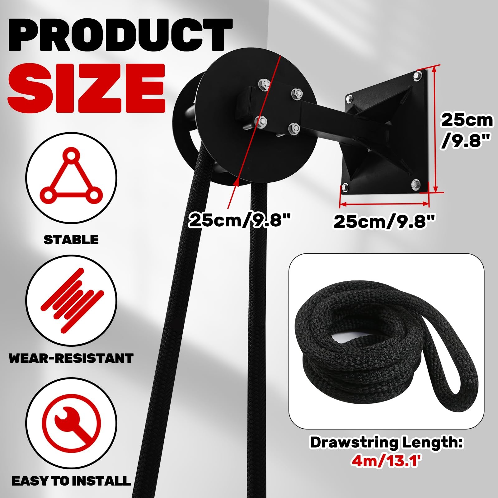 Endless Rope Trainer, Adjustable Resistance Pulley System, 30kg Max Resistanc.