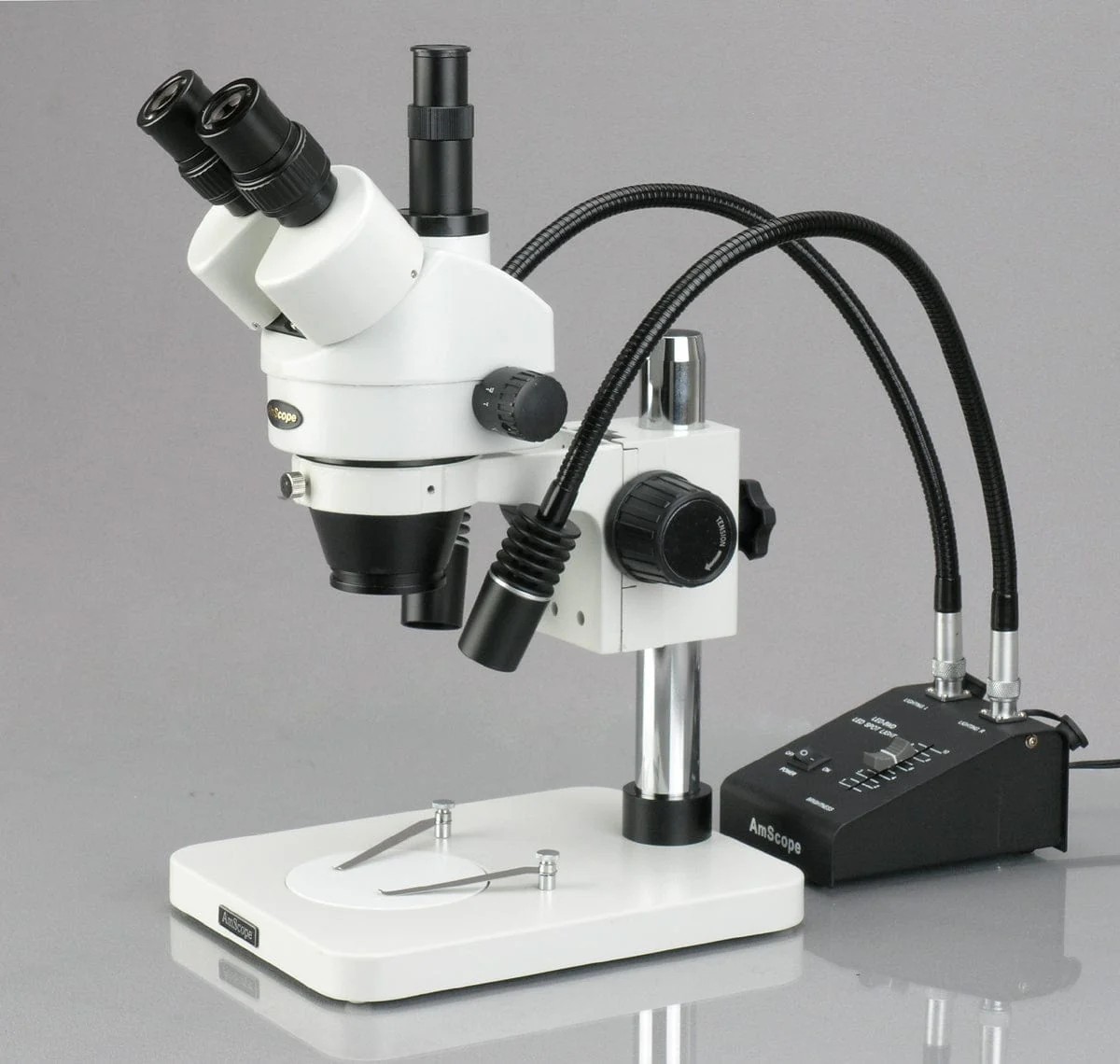 AmScope SM-1TSW2-L6W-8M Trinocular Stereo Microscope 8MP Camera LED New