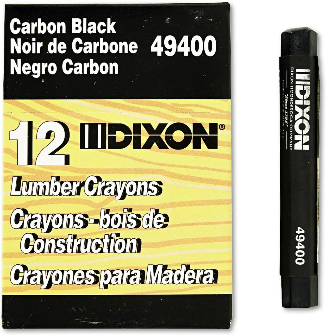 Dixon Ticonderoga 49400 Black Lumber Crayons (Dozen)