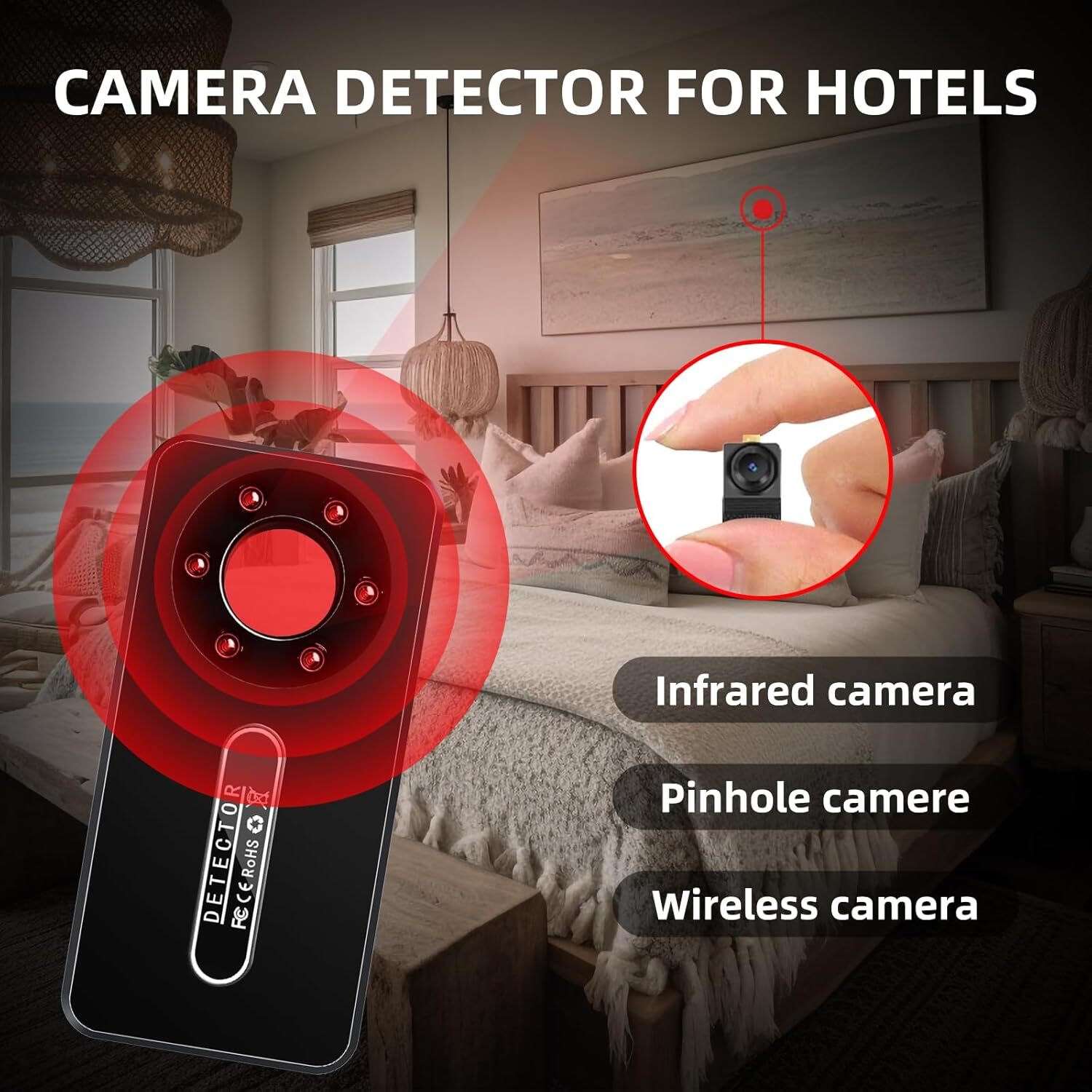 Hidden Camera Detectors, Bug Detectors Devices Car GPS Black
