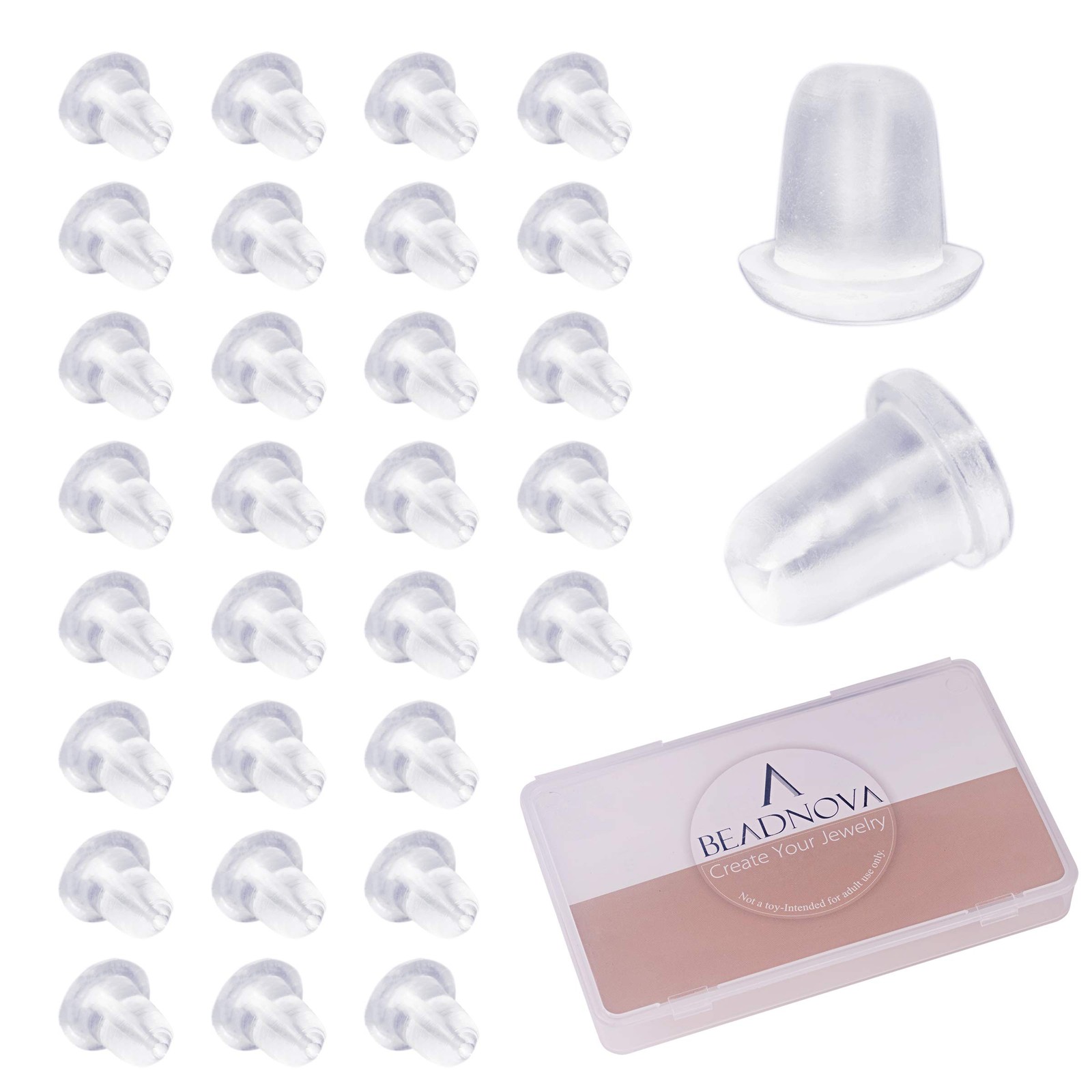BEADNOVA Earring Backs for Studs Plastic Rubber Clear 1000pcs