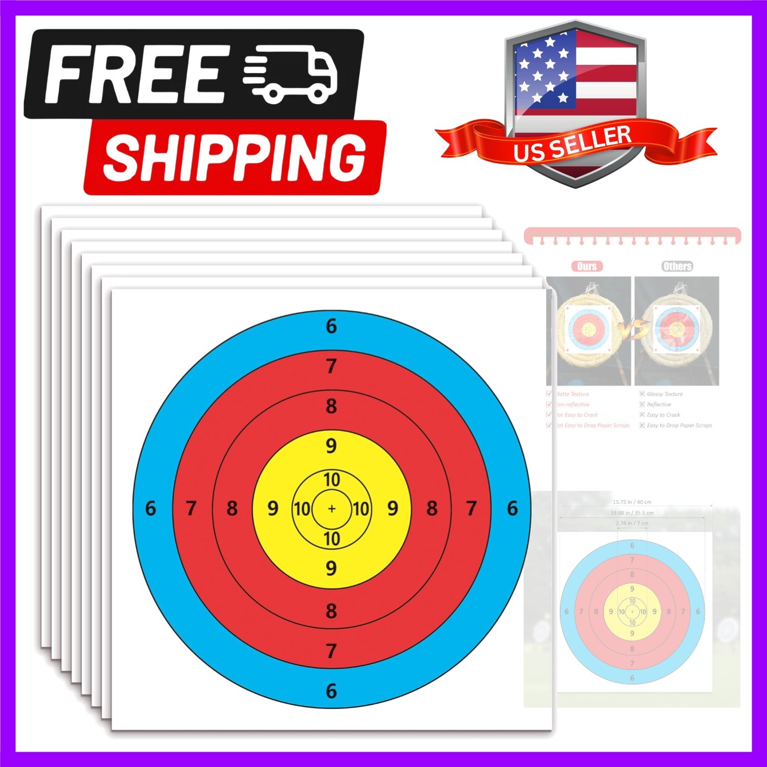 20 Pcs Archery Targets with 5 Ring Design - Perfect for Backyard Practice
