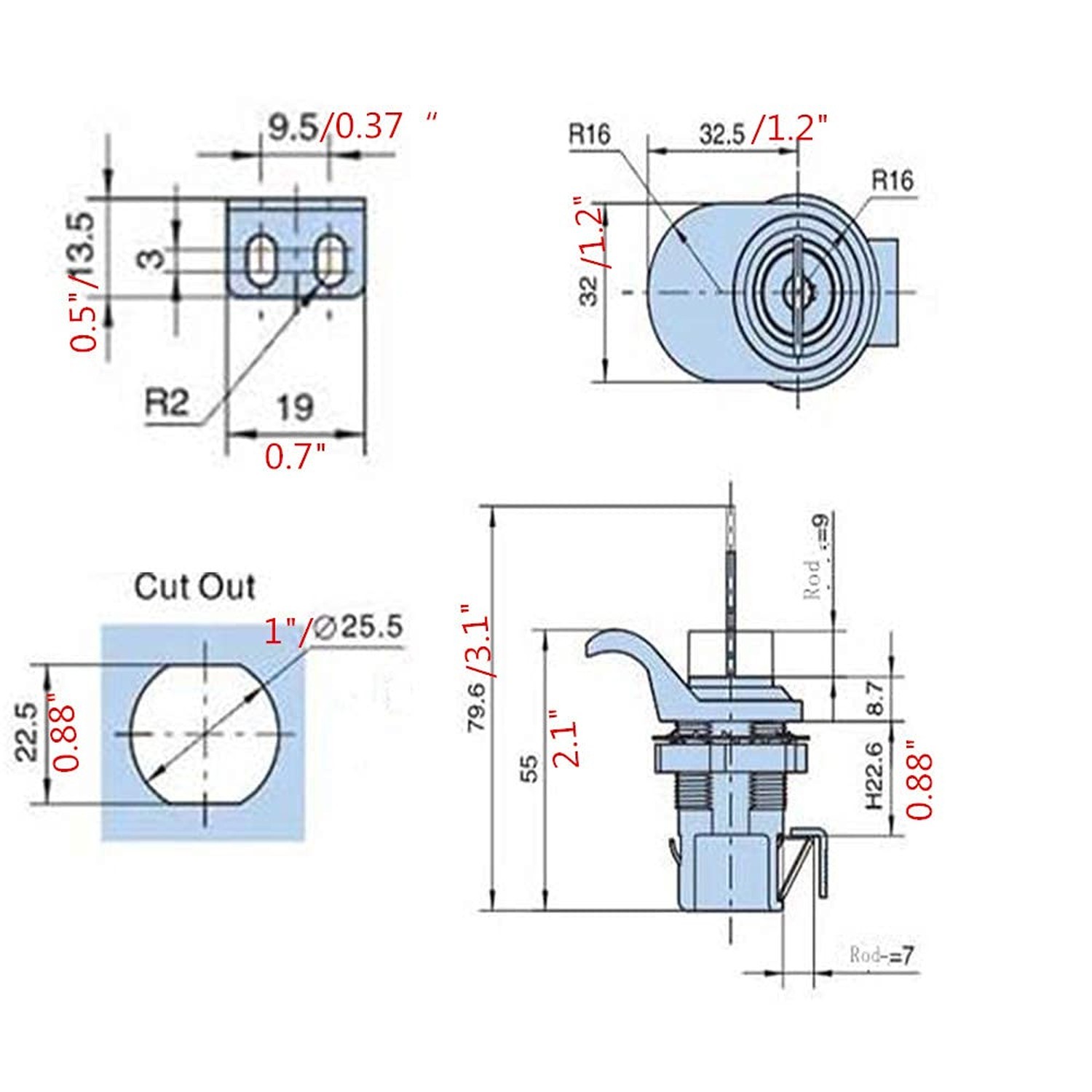2PCS Push Button Latch Series Plastic & Metal to Close Latch with Locking for...