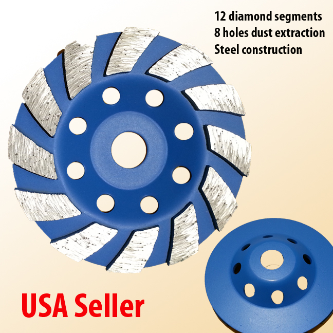 4" Diamond Grinding CUP Wheel Disc Grinder Concrete Granite Stone 5/8" Turbo