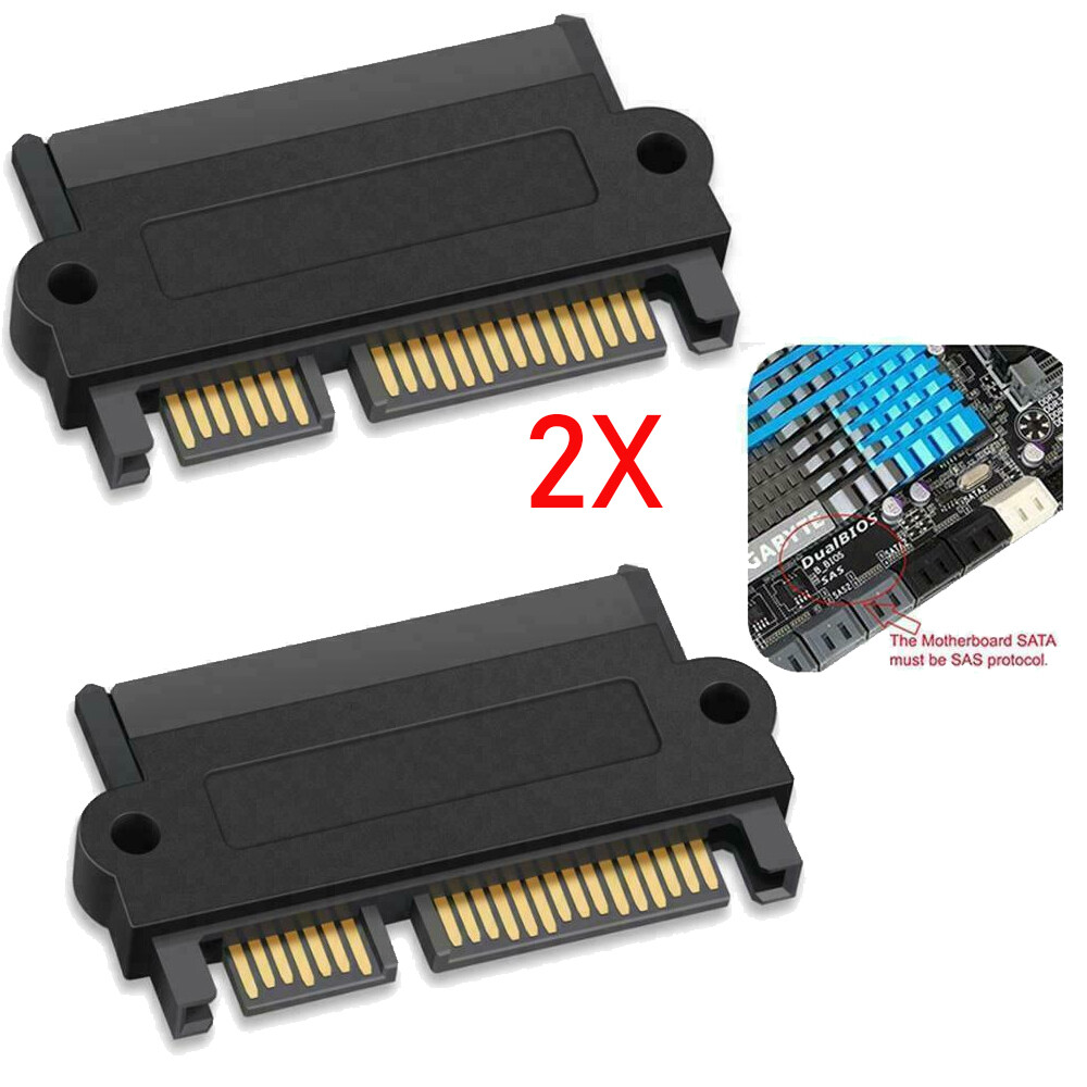 2x SFF-8482 SAS To SATA 22 Pin Angle 180 Degree Hard Disk Adapter NEW
