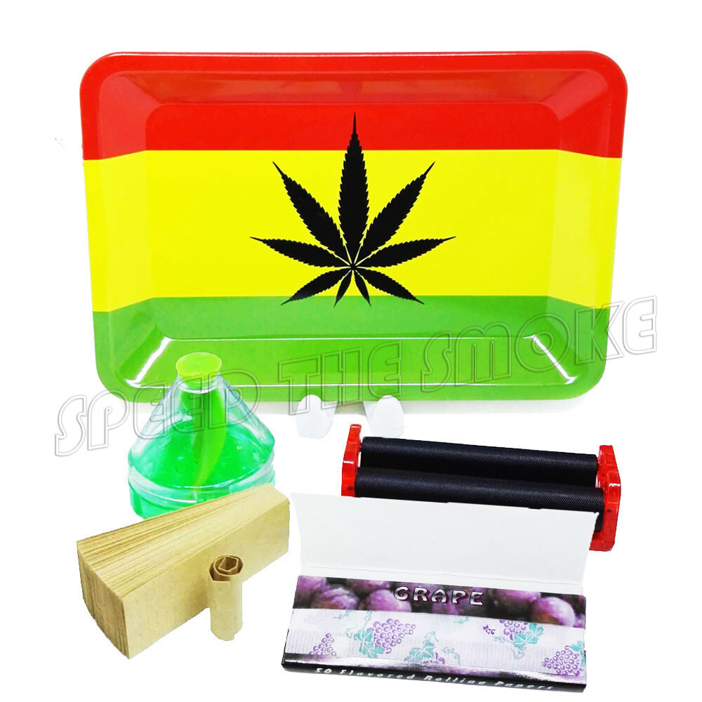 "BOOM HERB" Smokers Gift Set Starter Kit Pack Rolling Papers Grinder Roller Tray