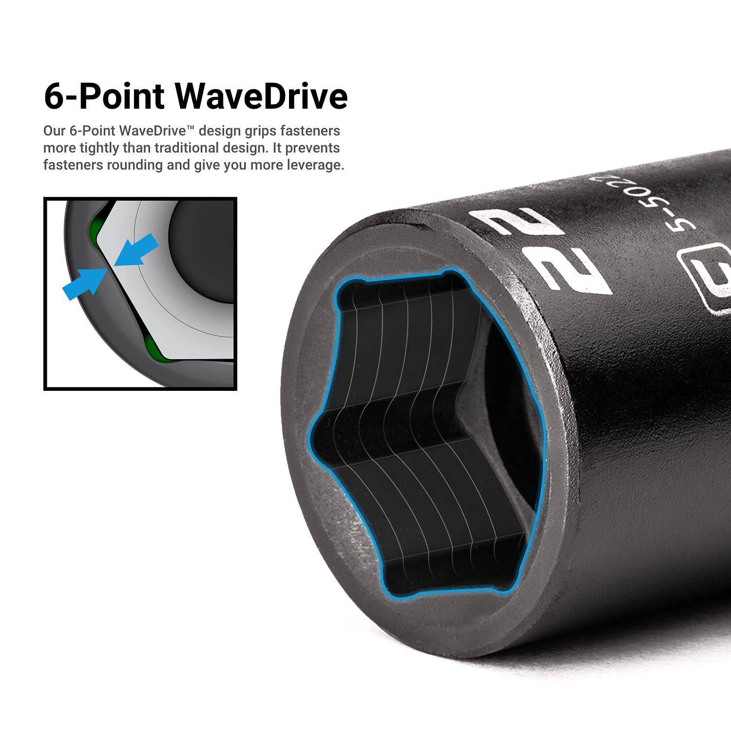 Capri Tools 30 mm Stubby Impact Socket, 1/2 in. Drive, 6-Point, Metric 30