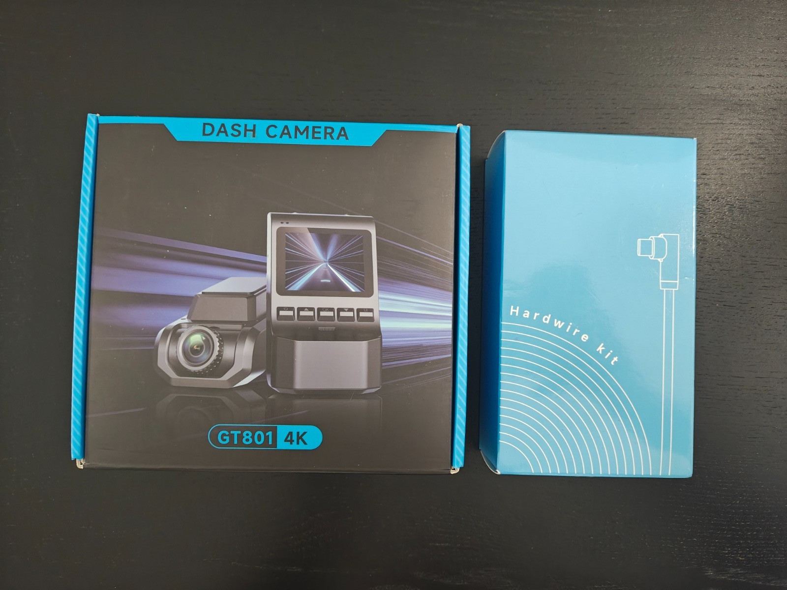 GT801 4K Dash Cam + Hardwire Kit -UHD 2160P Front & 1080P Rear-24H Parking Mode