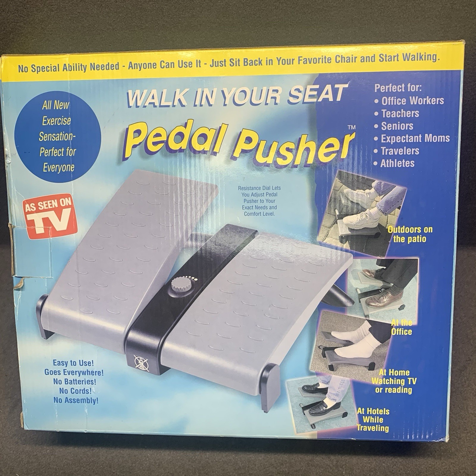 Pedal Pusher Walk In Your Seat Exerciser Under Desk Fitness As Seen TV With Box