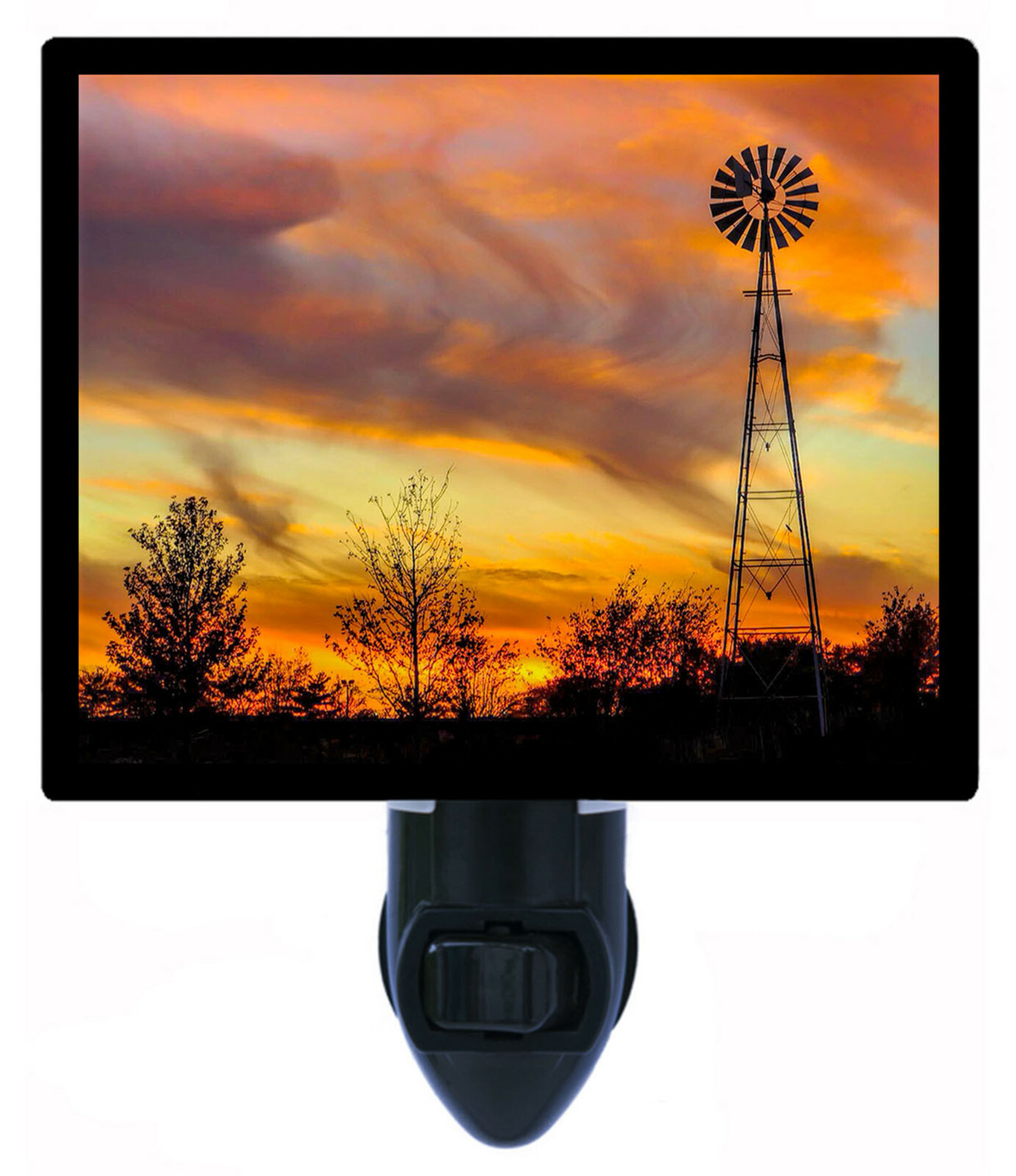 Country Decorative Photo Night Light, Windmill Silhouette, Farm